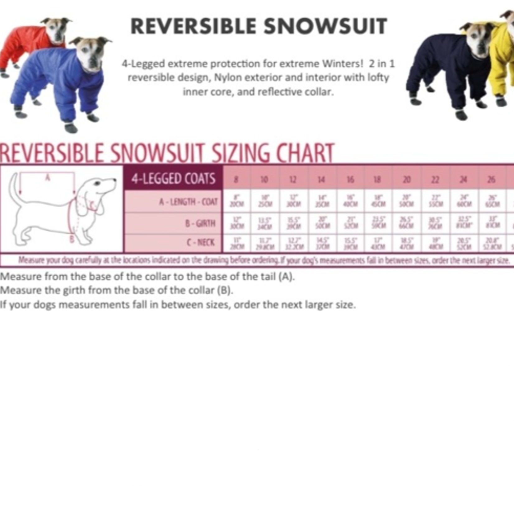 Muttluks Reversible Snowsuit - Red - Size 8 - sold individually