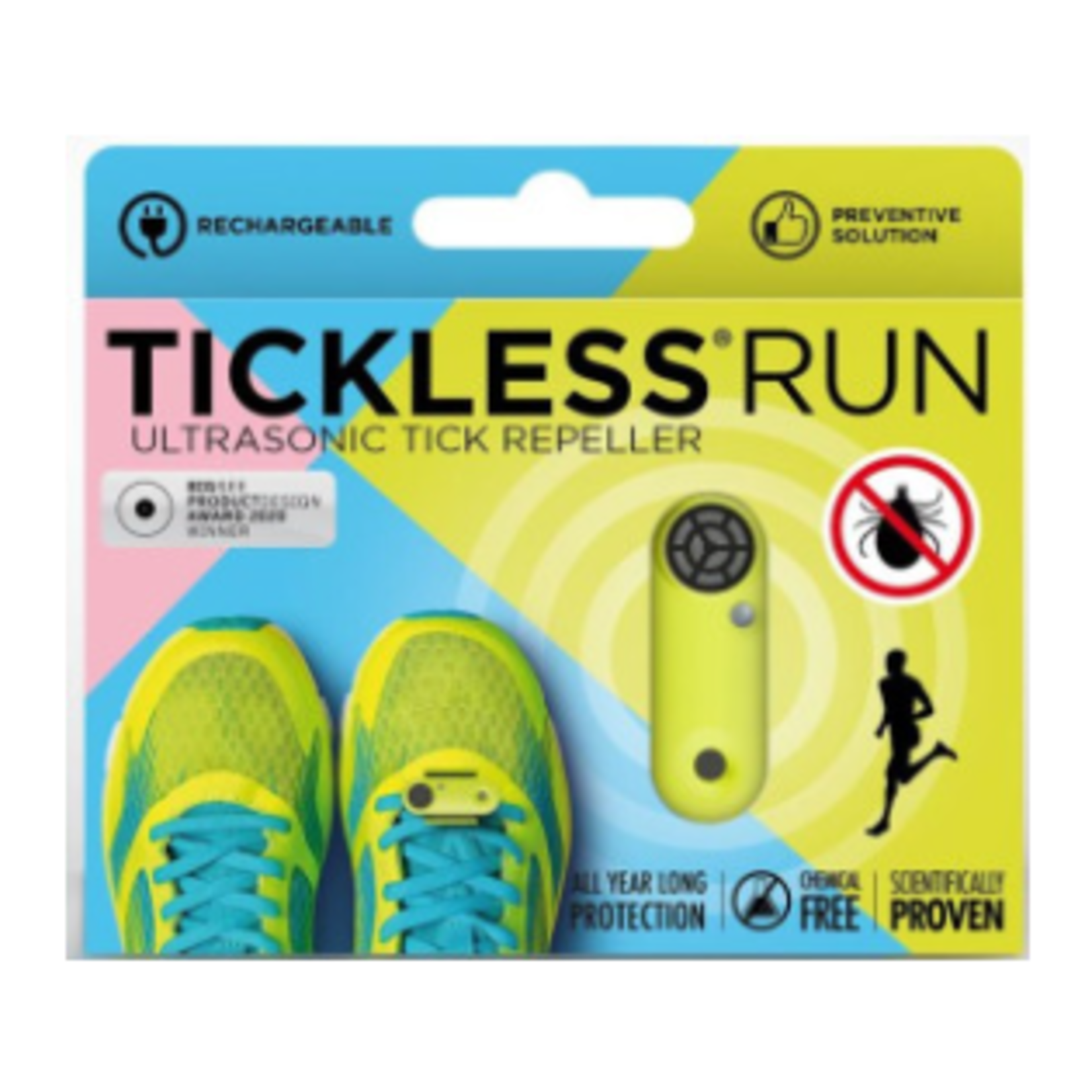 Tickless Répulsif (pour coureurs) à ultrasons contre les tiques - rechargeable - Vert fluo