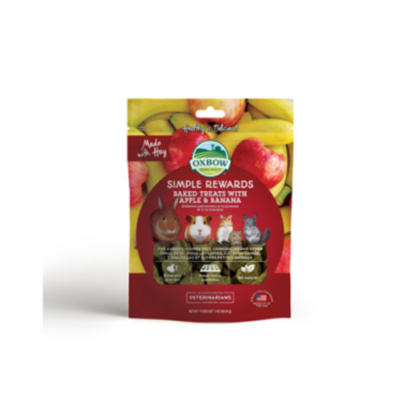 Oxbow Simple Rewards - Gâteries cuites au four avec pomme et banane - 2 oz