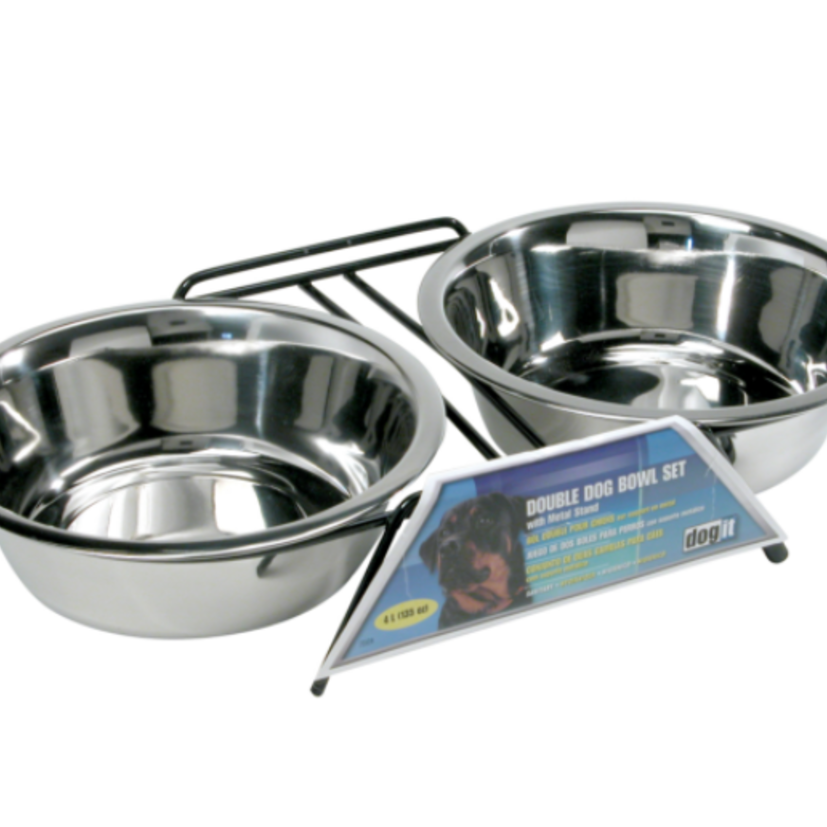 Dogit Stainless Steel Double Bowl, Extra Large - 2 x 2L