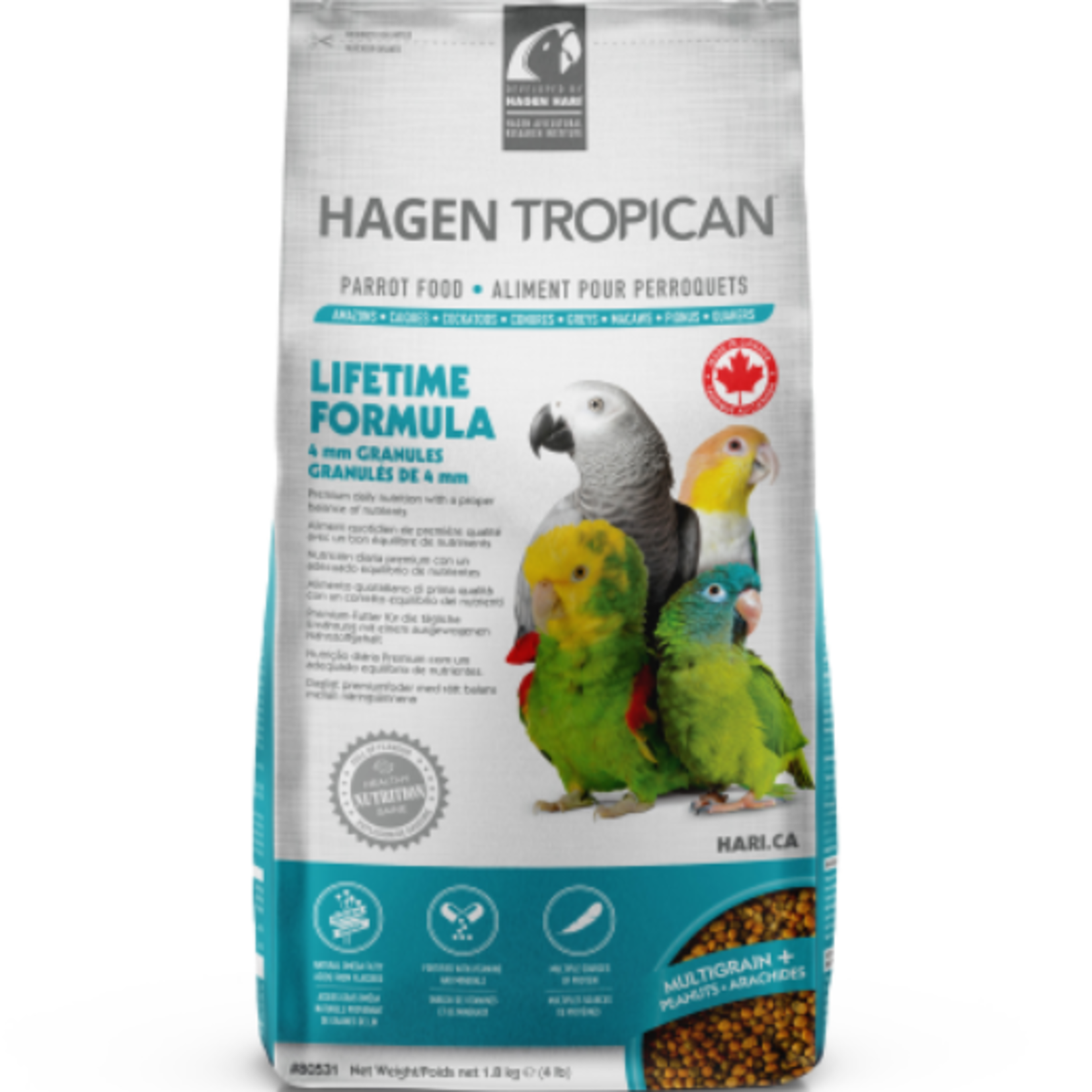 Tropican Granules de formule à vie pour perroquets - 4 lb