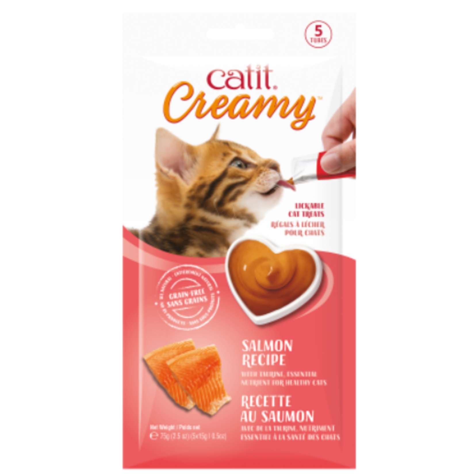 Catit Creamy Lickable Cat Treat - Salmon - Pack of 5