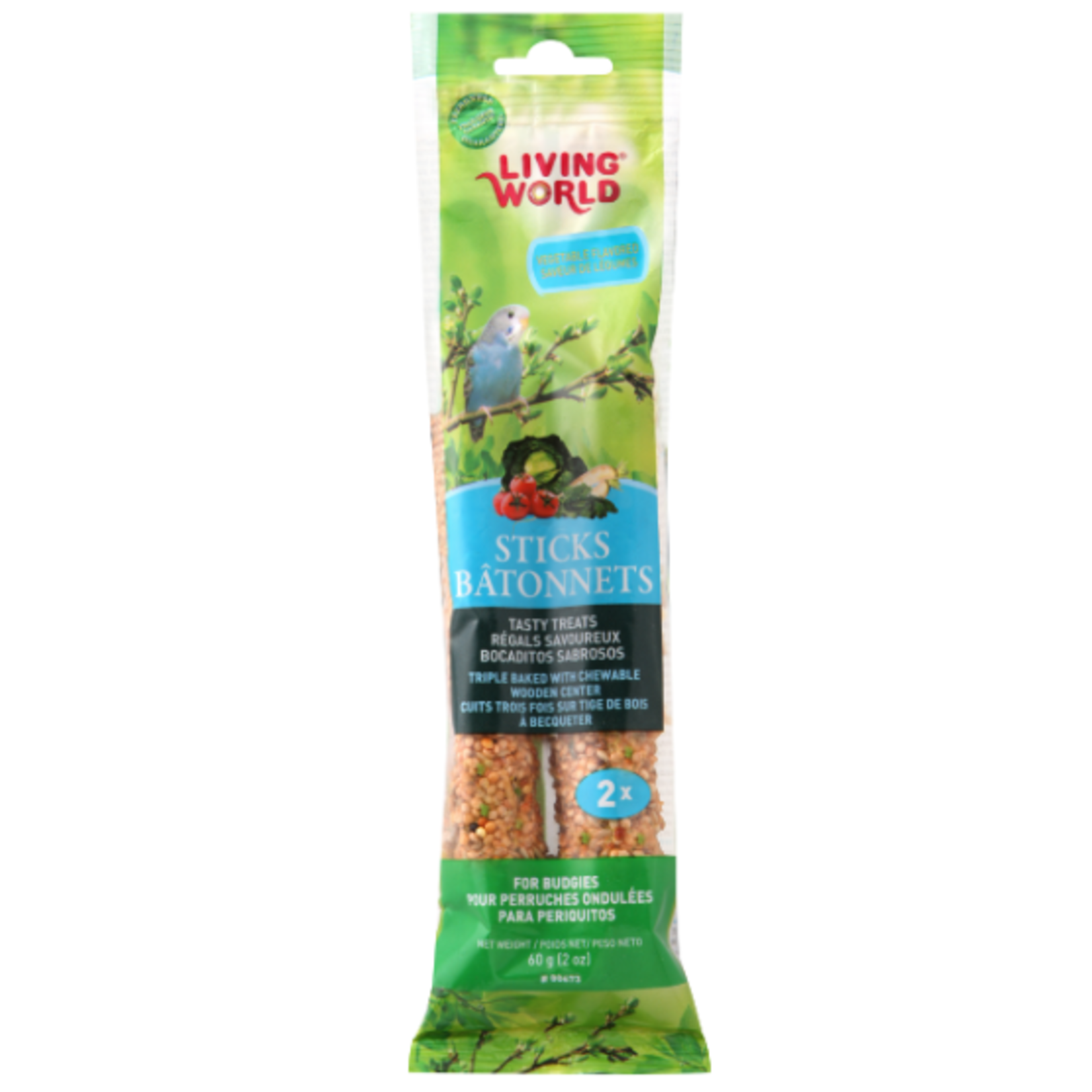 Living World Budgie Sticks - Vegetable Flavour - 60 g - pack of 2