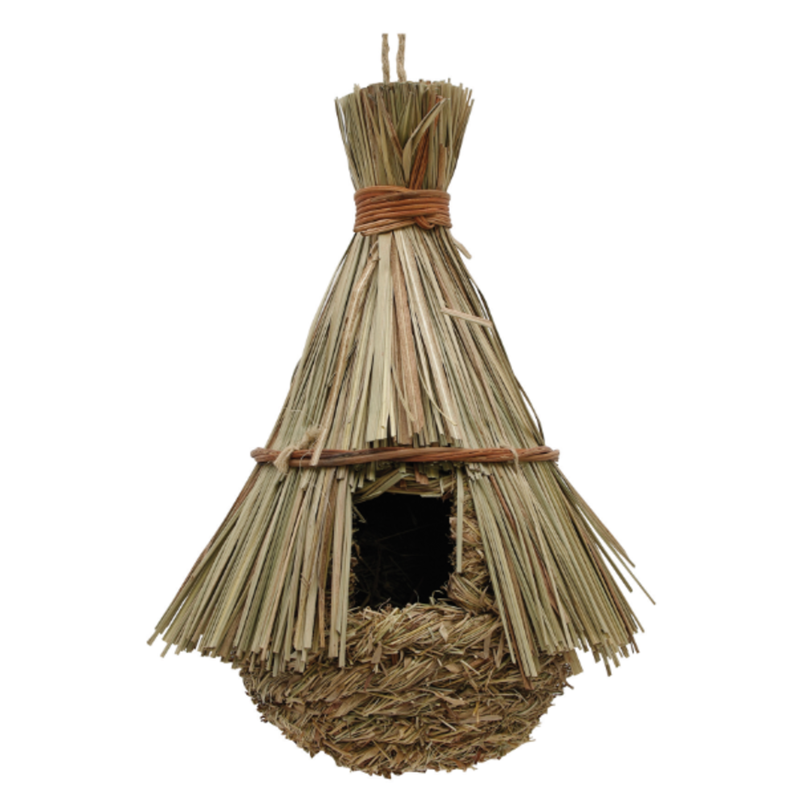 Living World Outdoor Bird Nest - Reed with Orchard Grass - Hut - 8.5 x 8.5 x 12.2 in