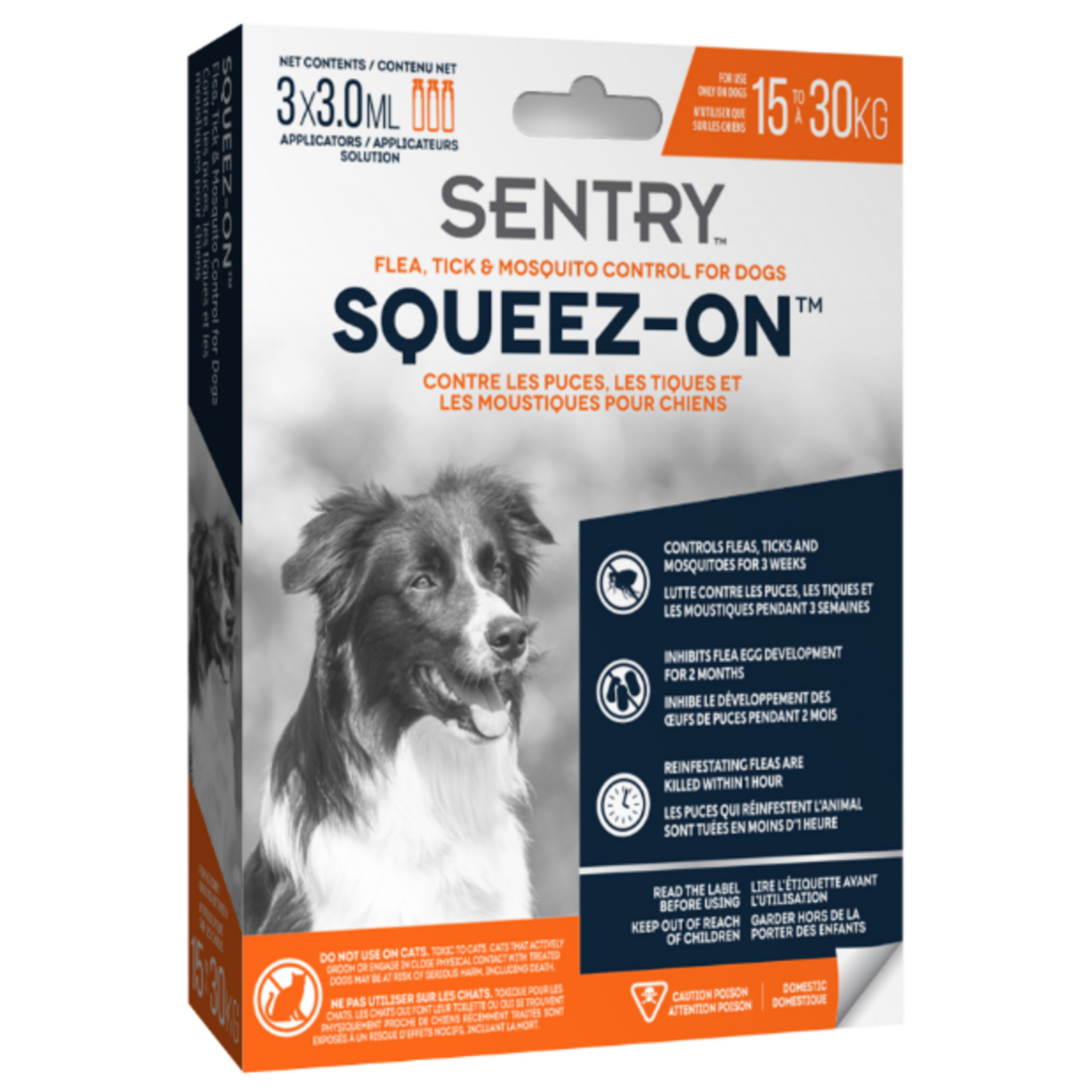 Sentry Squeez-On - Flea & Tick & Mosquito Control - For Dogs between 15-30 kg