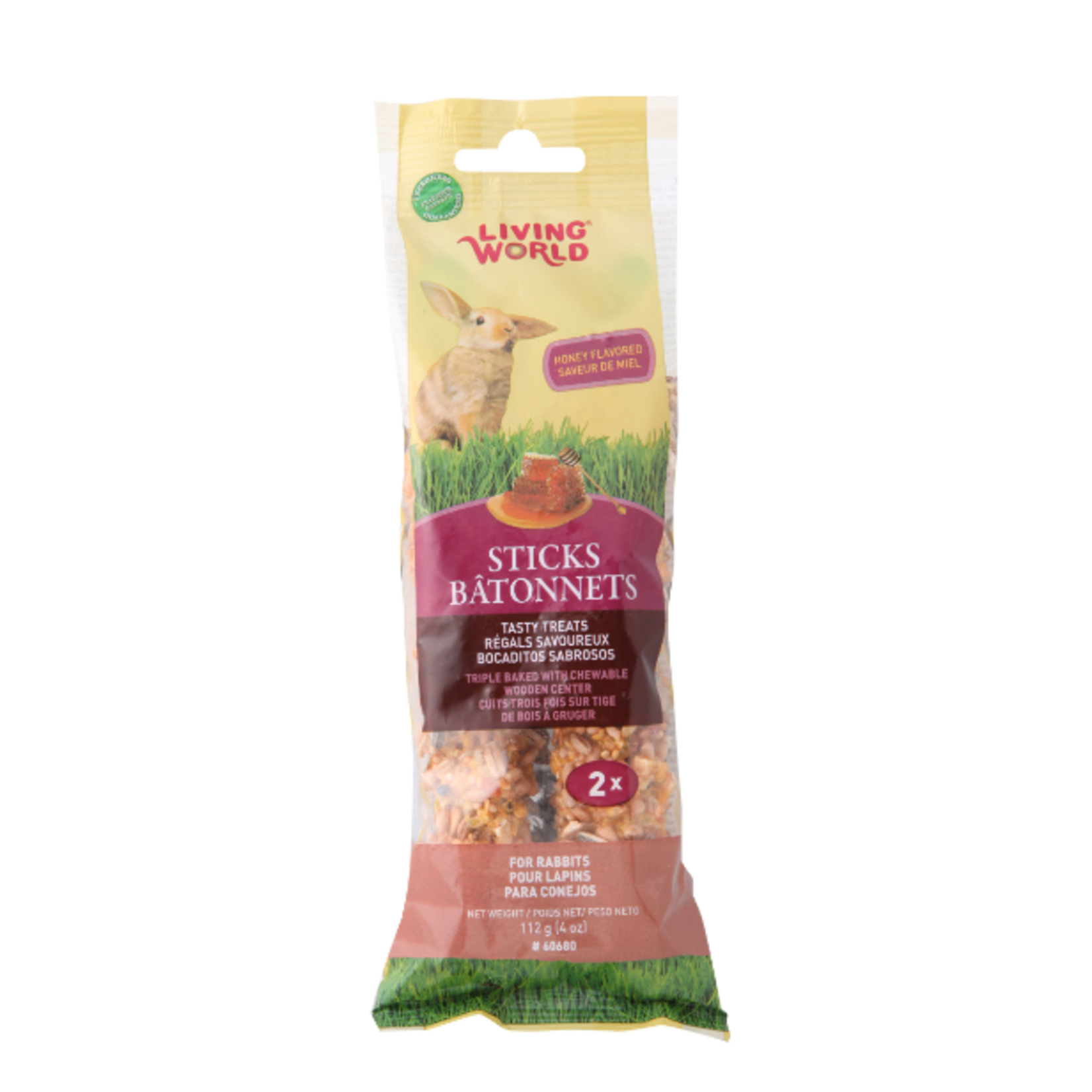 Living World Rabbit Sticks - Honey Flavour - 112 g - Pack of 2