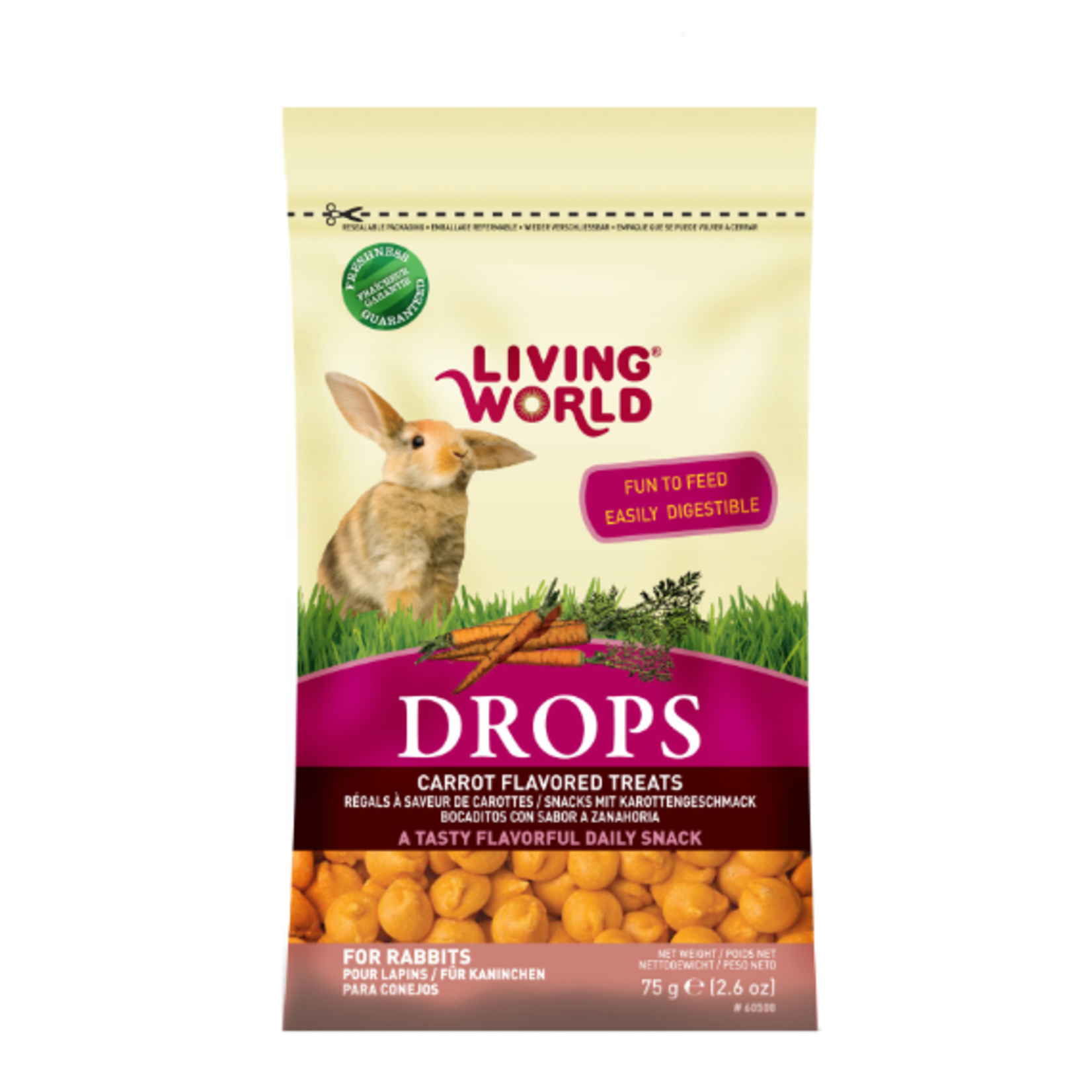 Living World Rabbit Drops - Carrot Flavour - 75 g