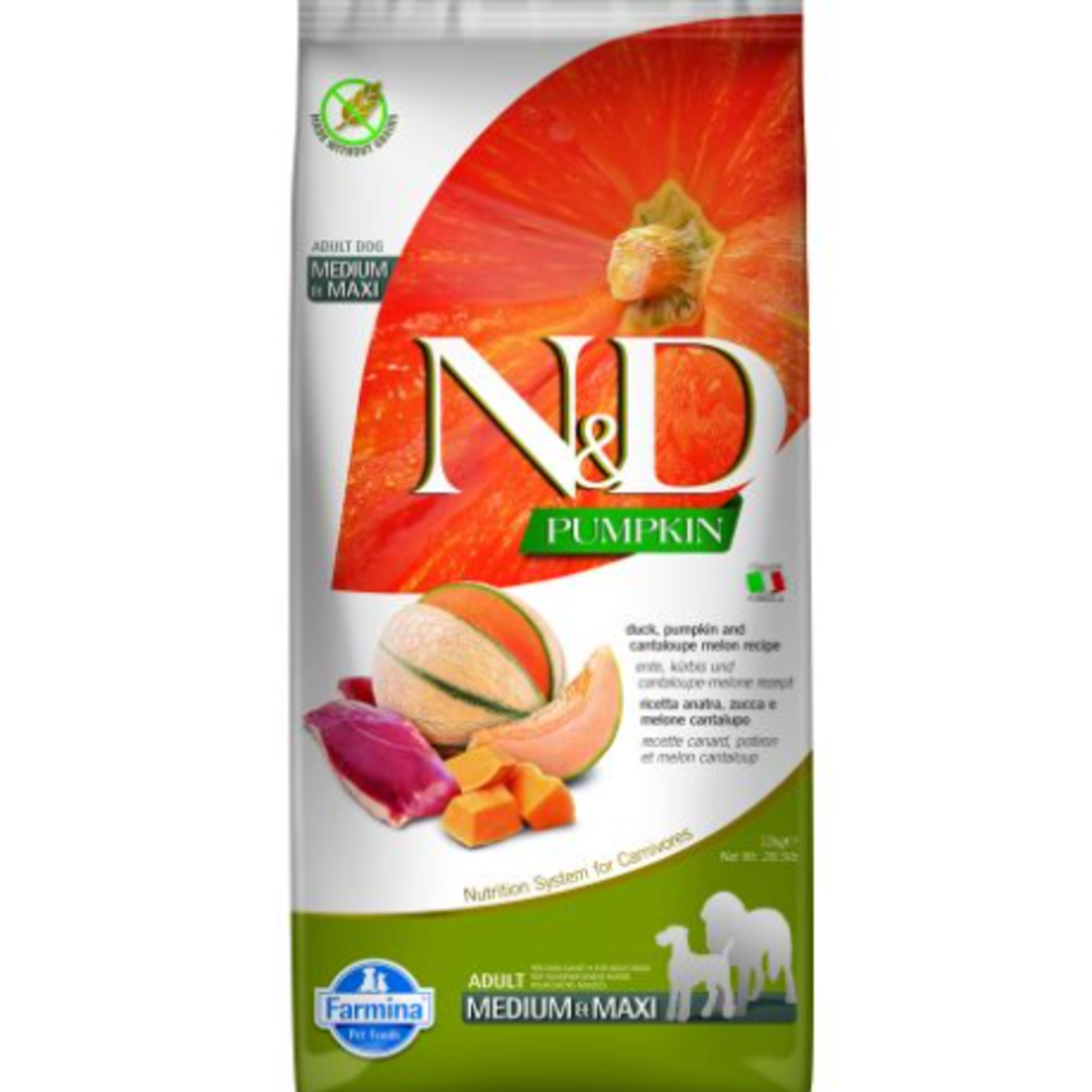Farmina N&D Pumpkin - G Free - Duck & Cantaloupe - Medium/Large - 26.4 lbs