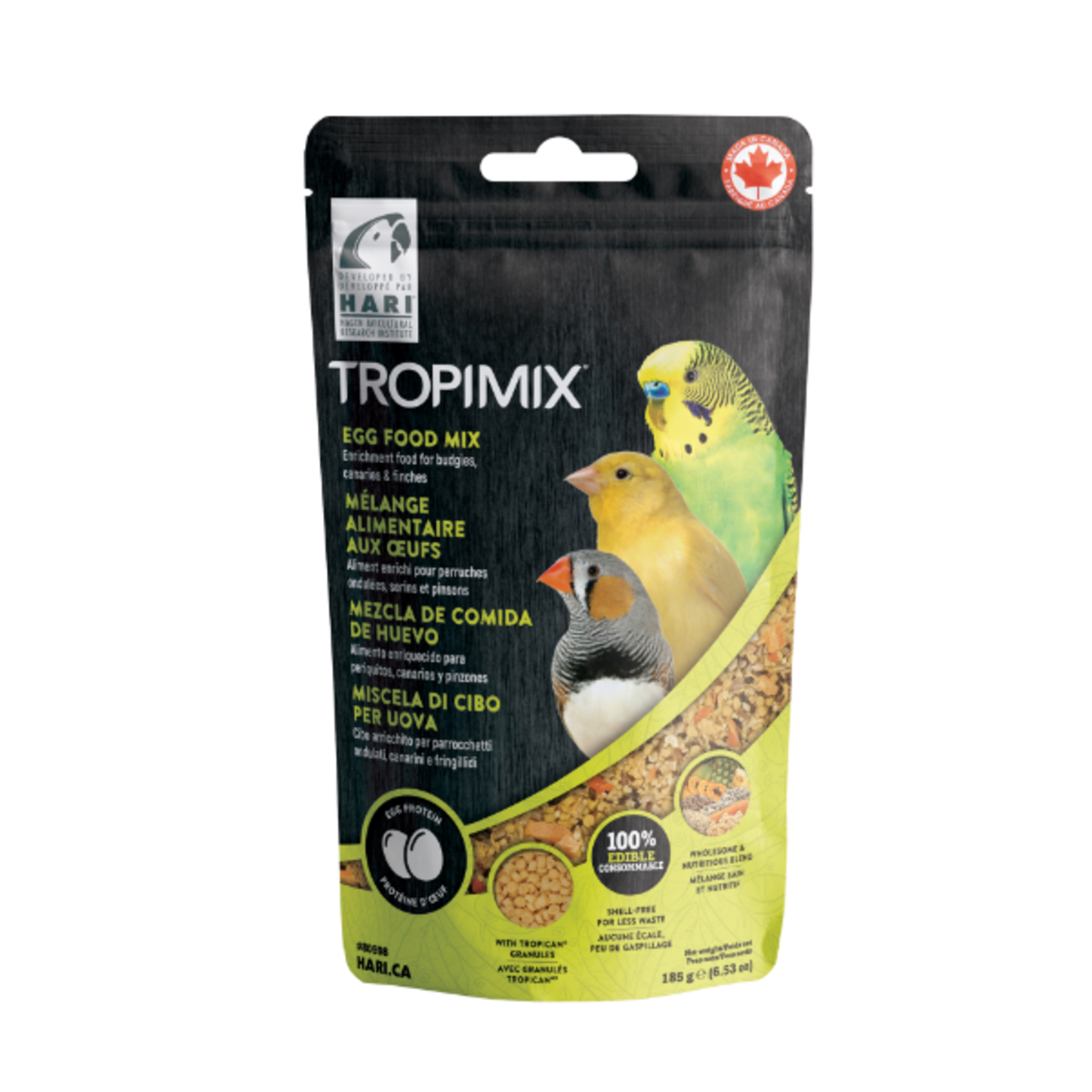 Hari Tropimix - Mélange d'enrichissement aux œufs - Nourriture pour perruches, canaris et pinsons - 185 g