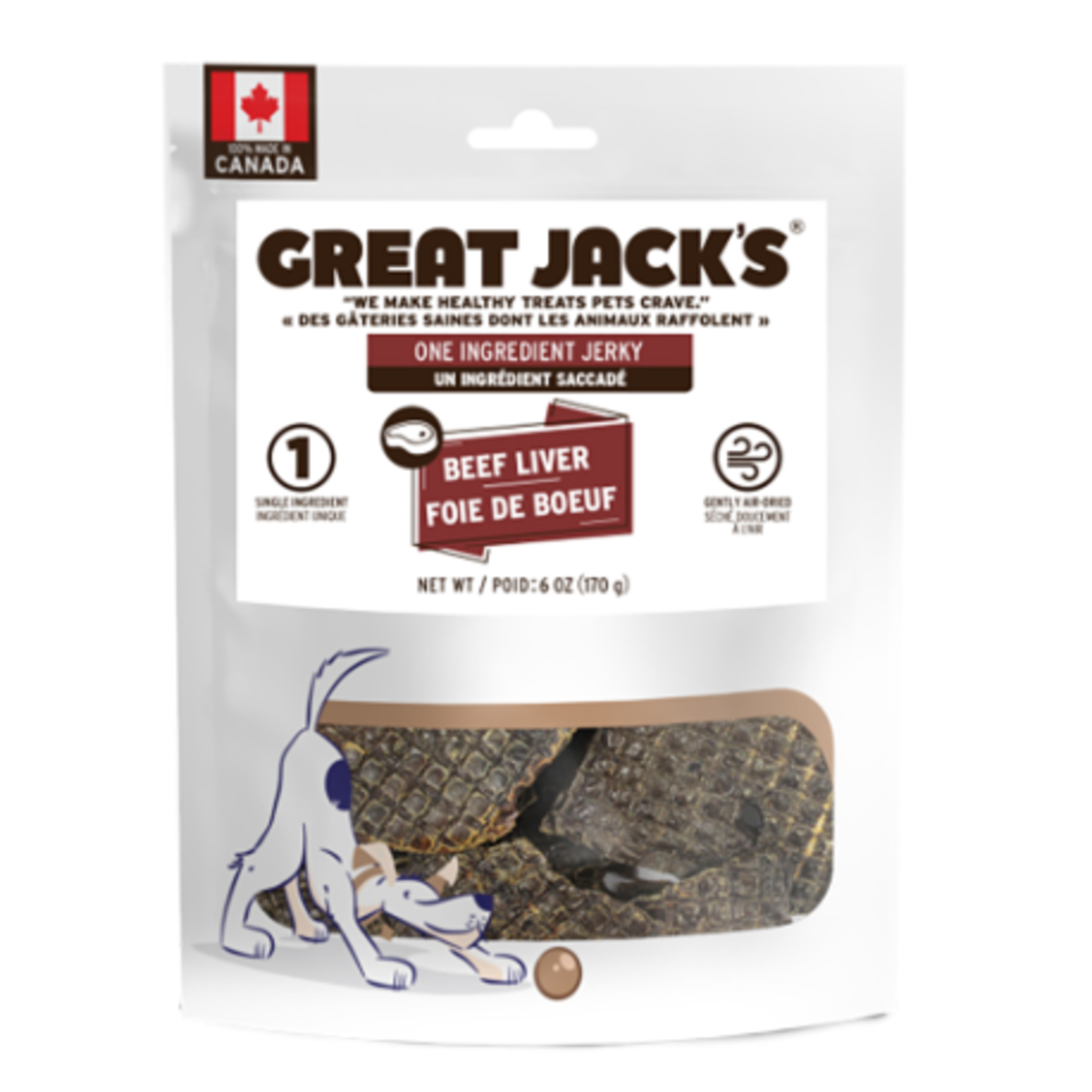 Canadian Jerky Company Great Jack's - Un ingrédient séché - Foie de boeuf - 6 oz