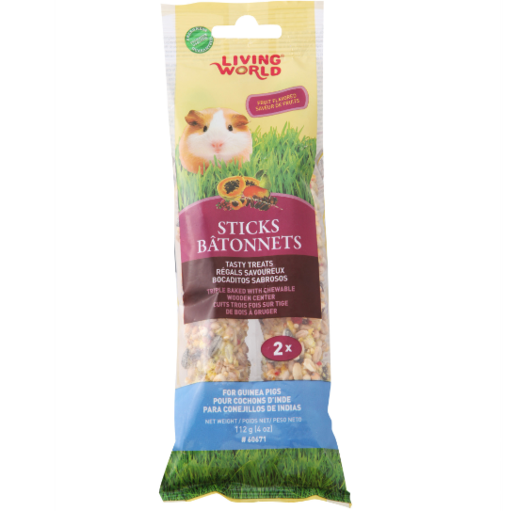 Living World Bâtonnets pour cochon d'Inde - Saveur de Fruits - paquet de 2 - 112 g