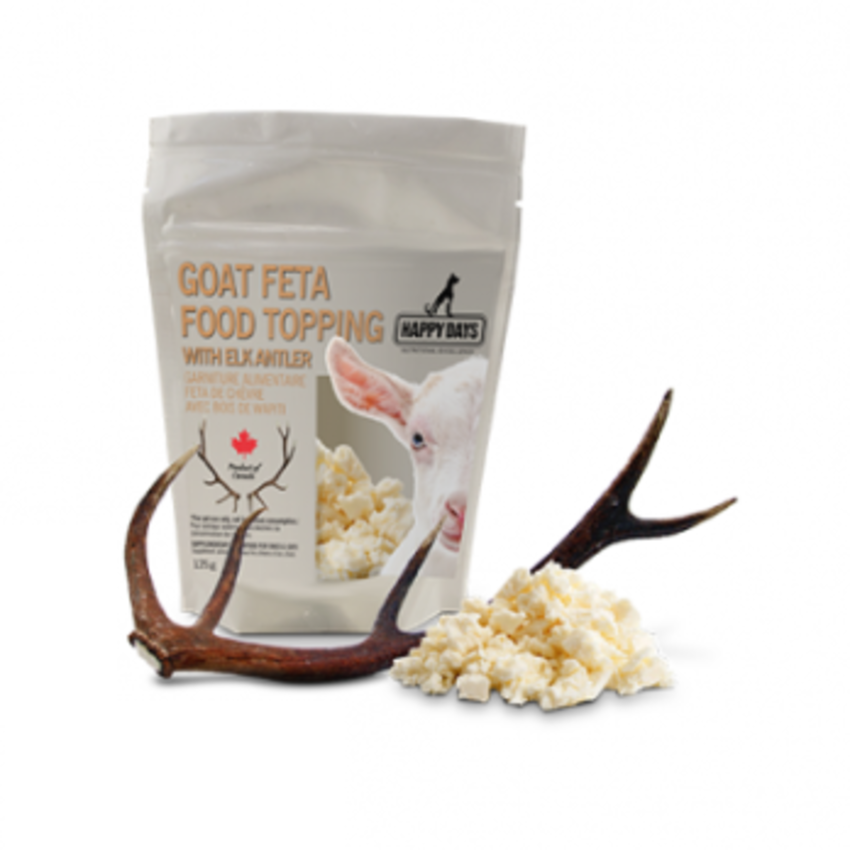 Happy Days Fromage Feta au Bois d'Élan - 125 g - Congelé pour Chiens et Chats