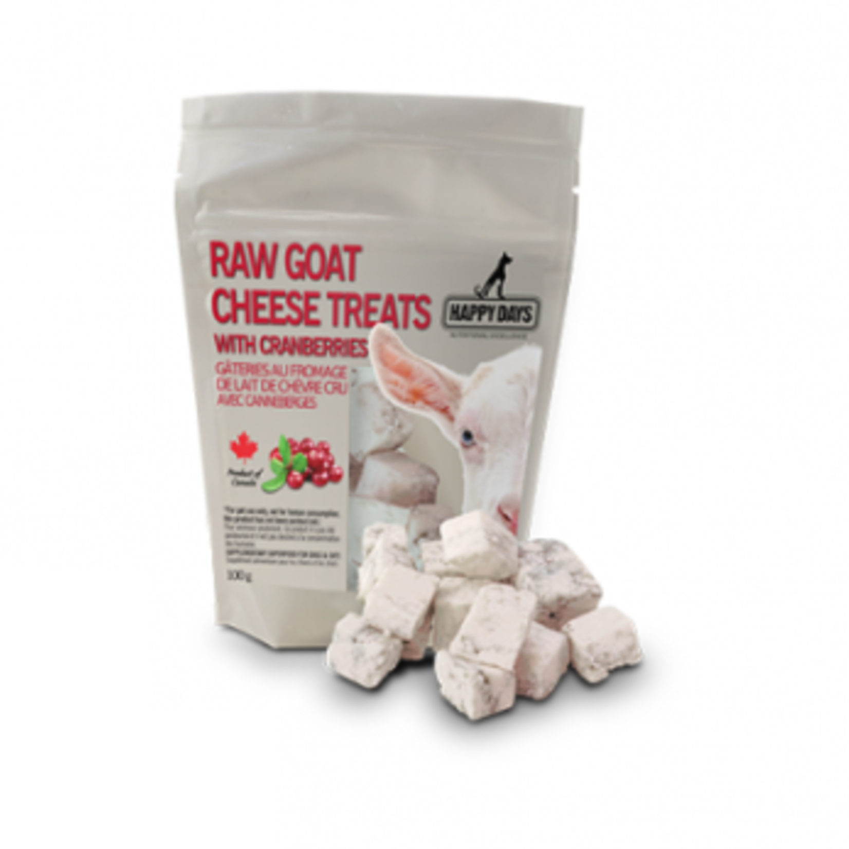 Happy Days Raw Goat Cheese Treats with Cranberry - 100 g - Frozen - For dogs & Cats