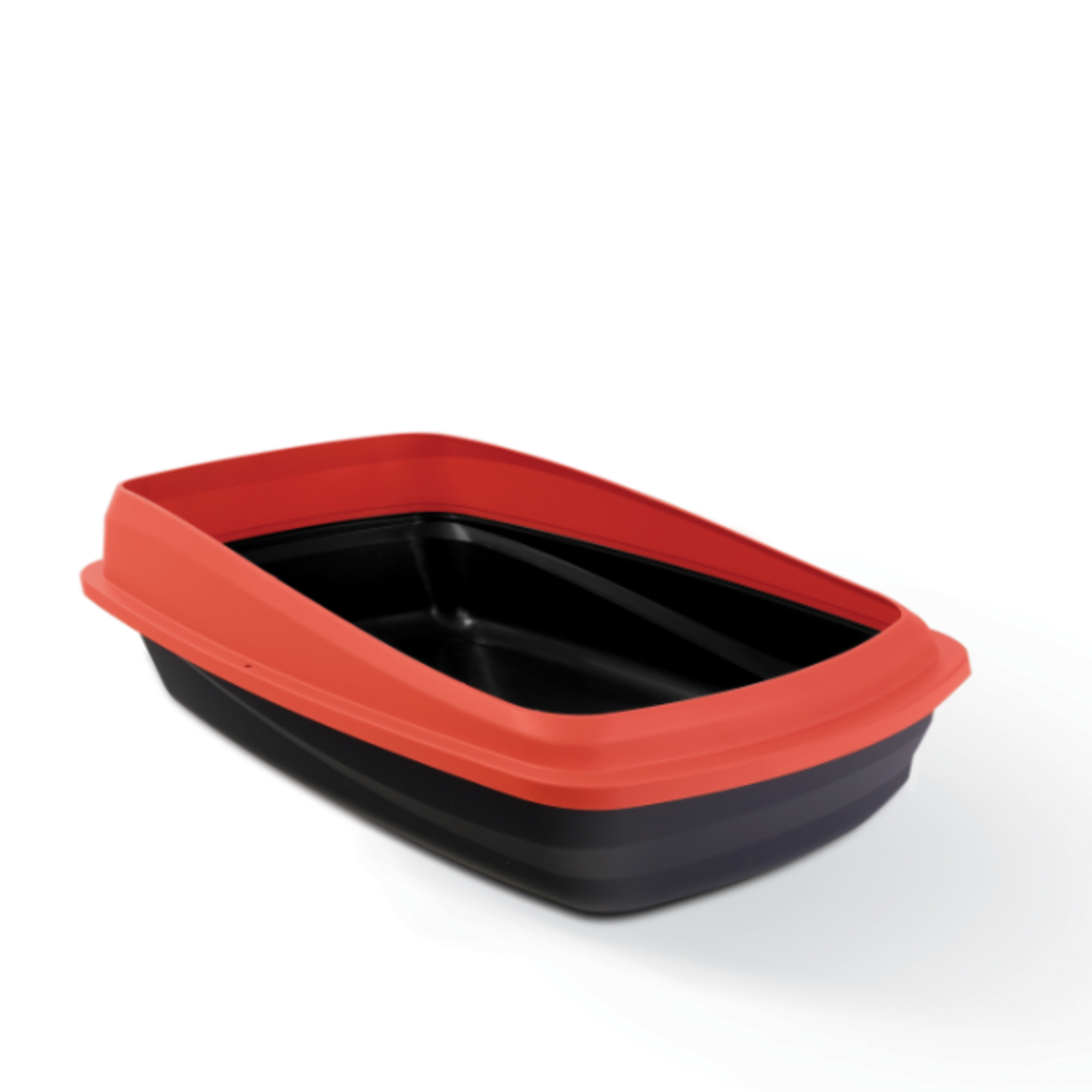 Catit Cat Pan with Removable Rim - Red & Charcoal - Large - 16.9 x 22.4 x 8.6 in