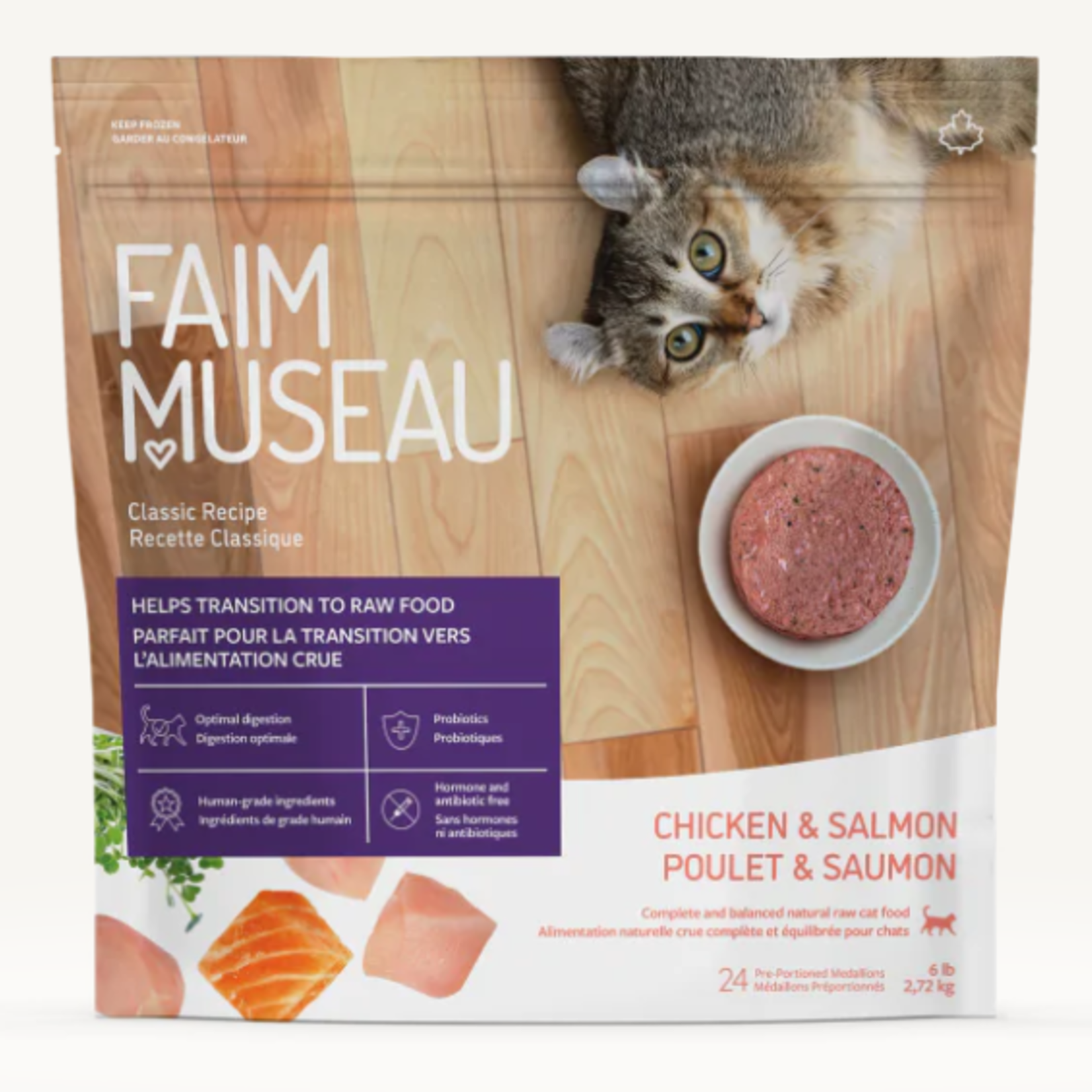 Faim Museau Poulet & Saumon - 6 lbs - 24 médaillons - Nourriture pour chat