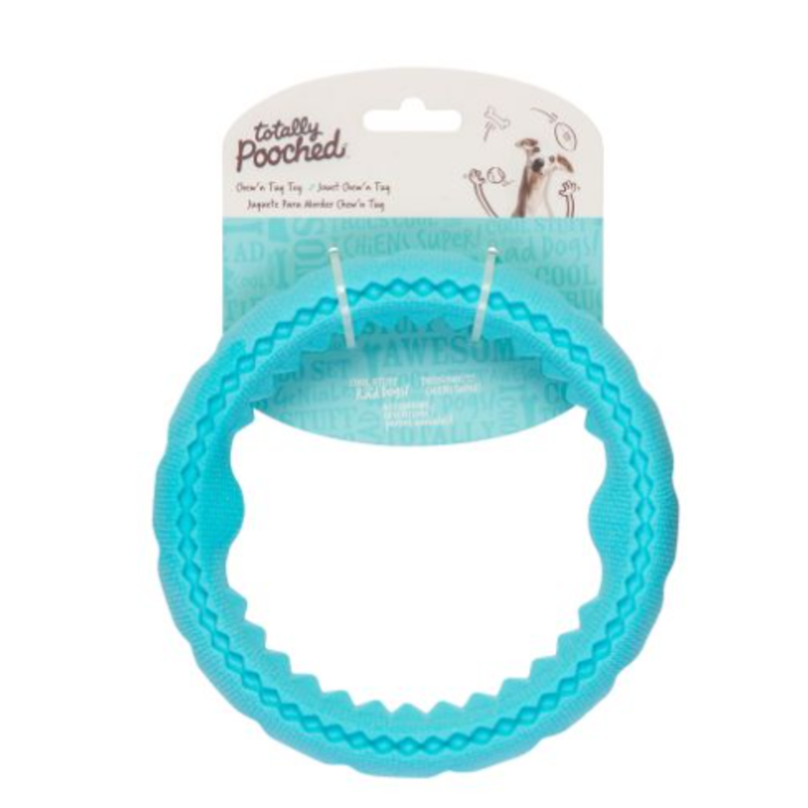 Messy Mutts Totally Pooched - Chew N' Tug - Rubber Toy - Ring - 6,5 in - Blue