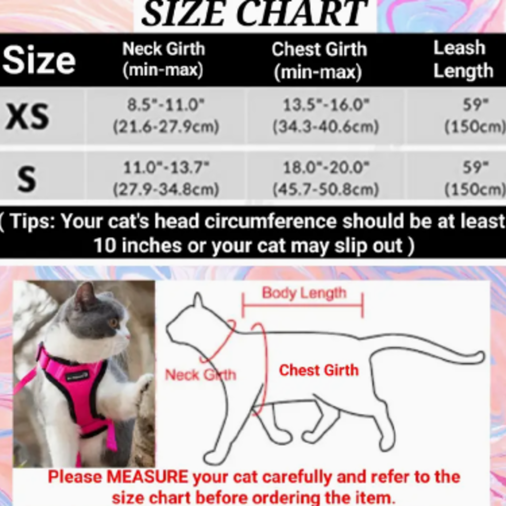 Reflective Cat Harness with Matching Leash - Blue