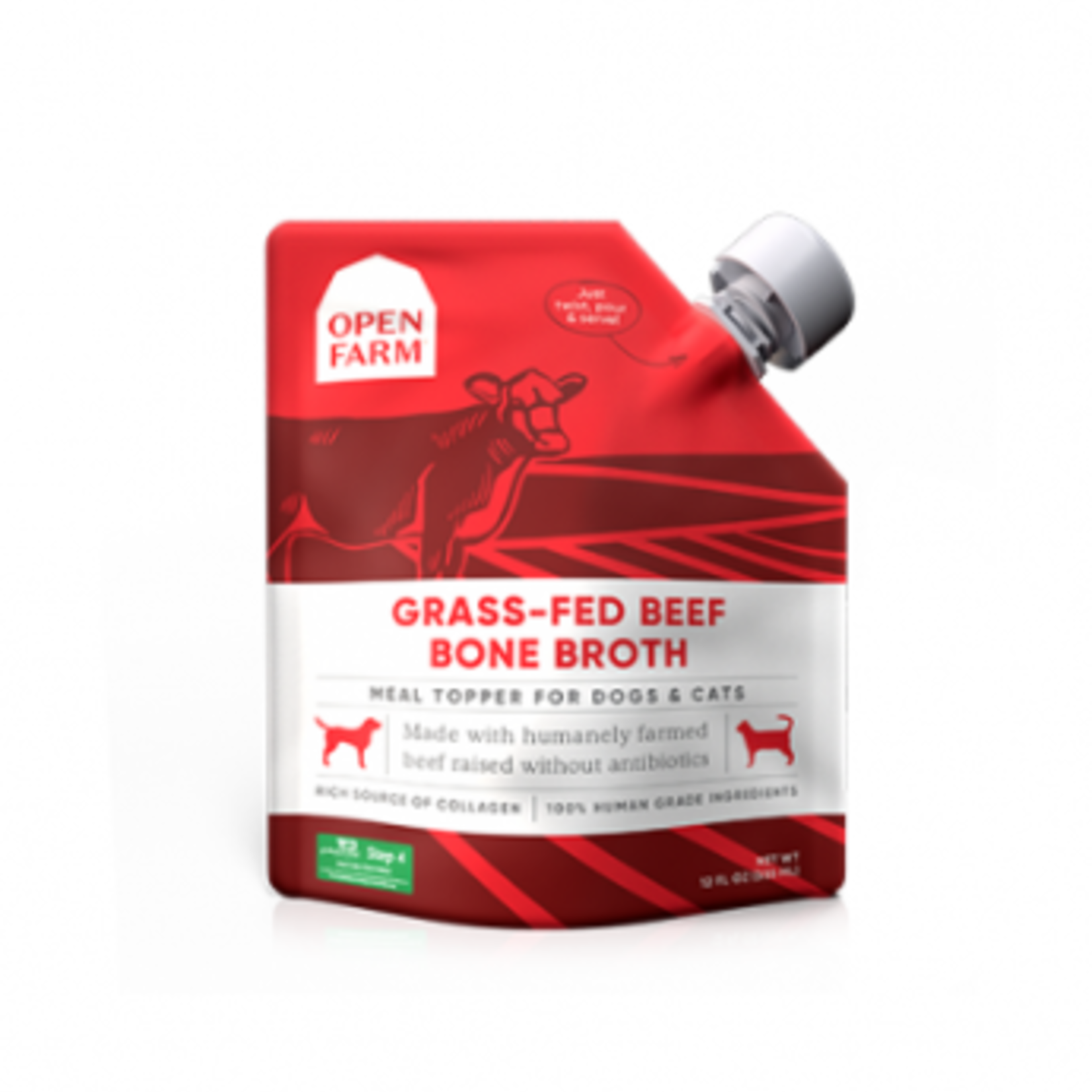 Open Farm Bouillon d'os de bœuf nourri à l'herbe pour chien – 12 oz