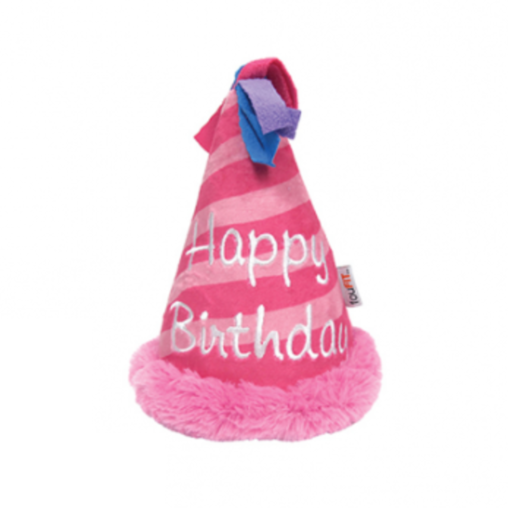 FouFou Brands Chapeau d'anniversaire - Peluche froissée - Rose