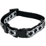 Hunter Brand Adjustable Nylon Collar - Clip type - Black/White/Diamonds