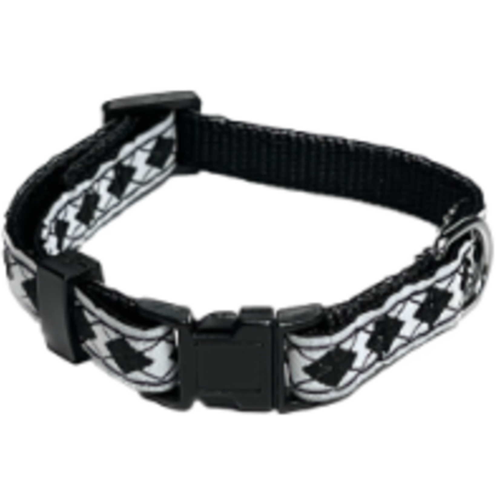 Hunter Brand Adjustable Nylon Collar - Clip type - Black/White/Diamonds