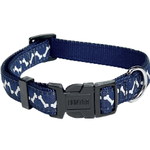 Hunter Brand Adjustable Nylon Collar - Clip type - Blue/Bones