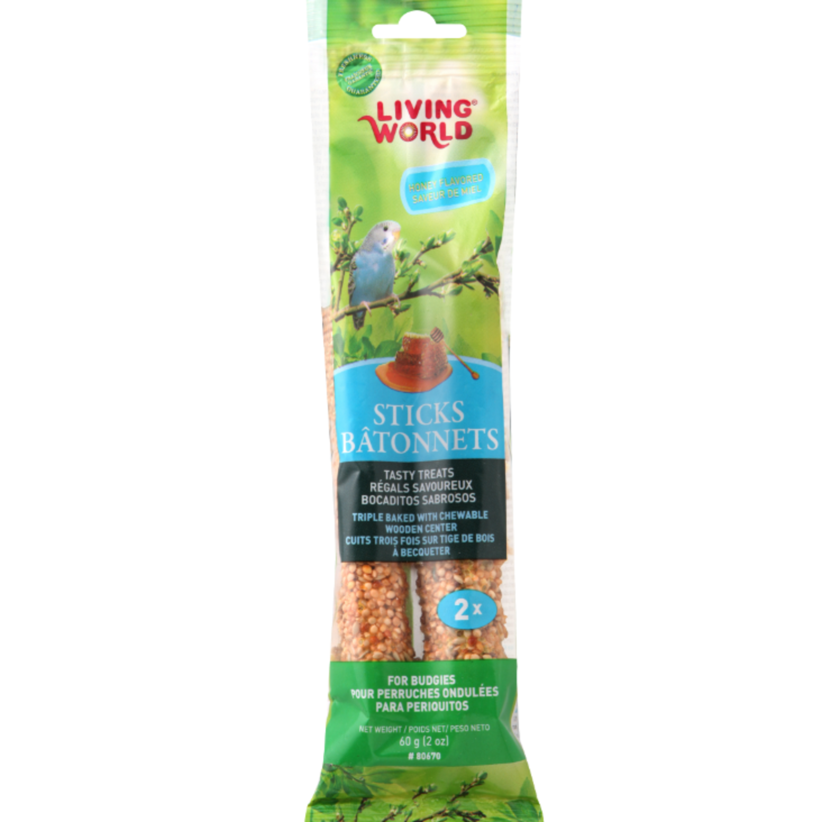 Living World Budgie Sticks - Honey Flavour - 60 g - Pack of 2