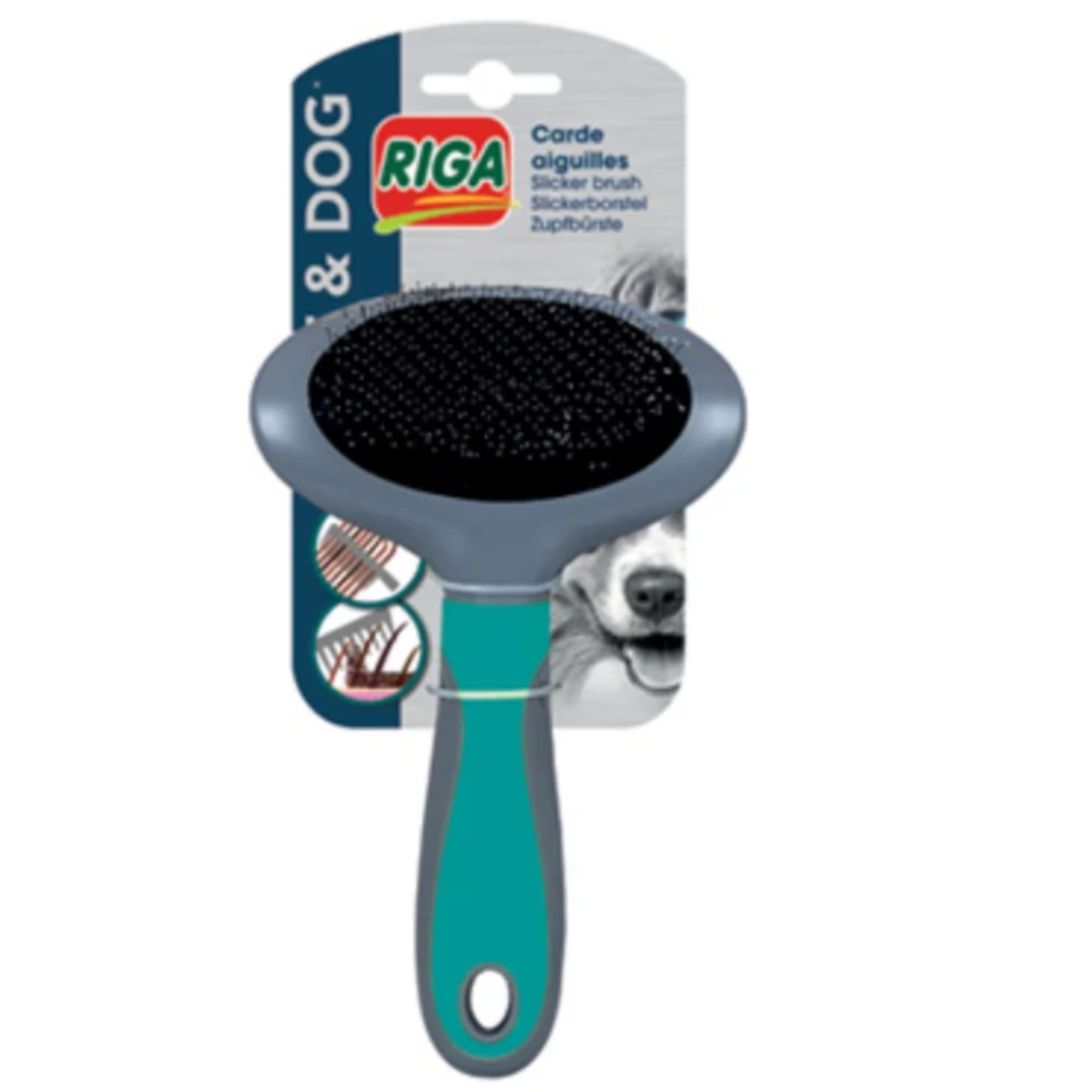 RIGA Slicker brush auto clean - Cat & dog