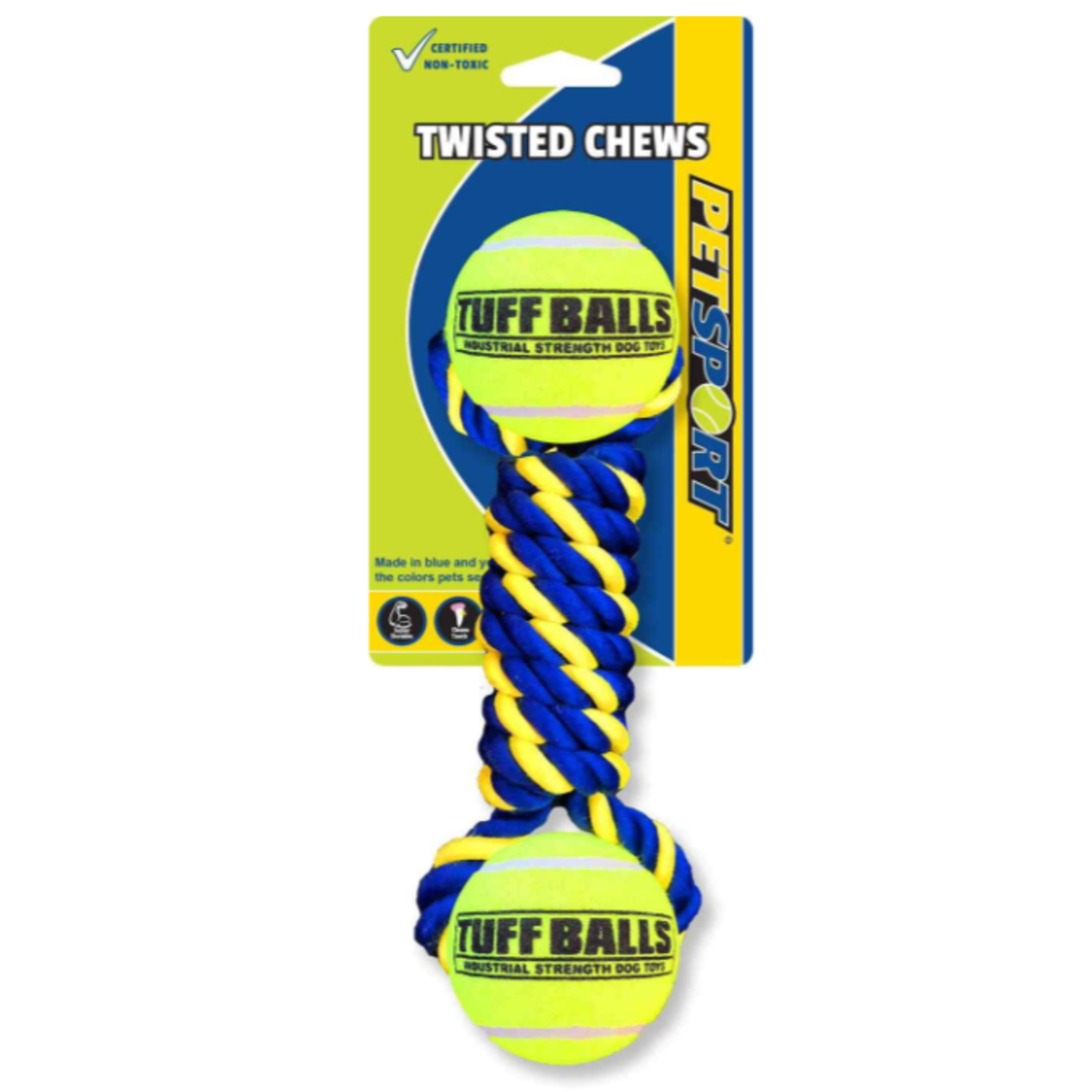 PetSport Bumper en corde de coton nouée avec 2 balles de tennis de 2,5 po