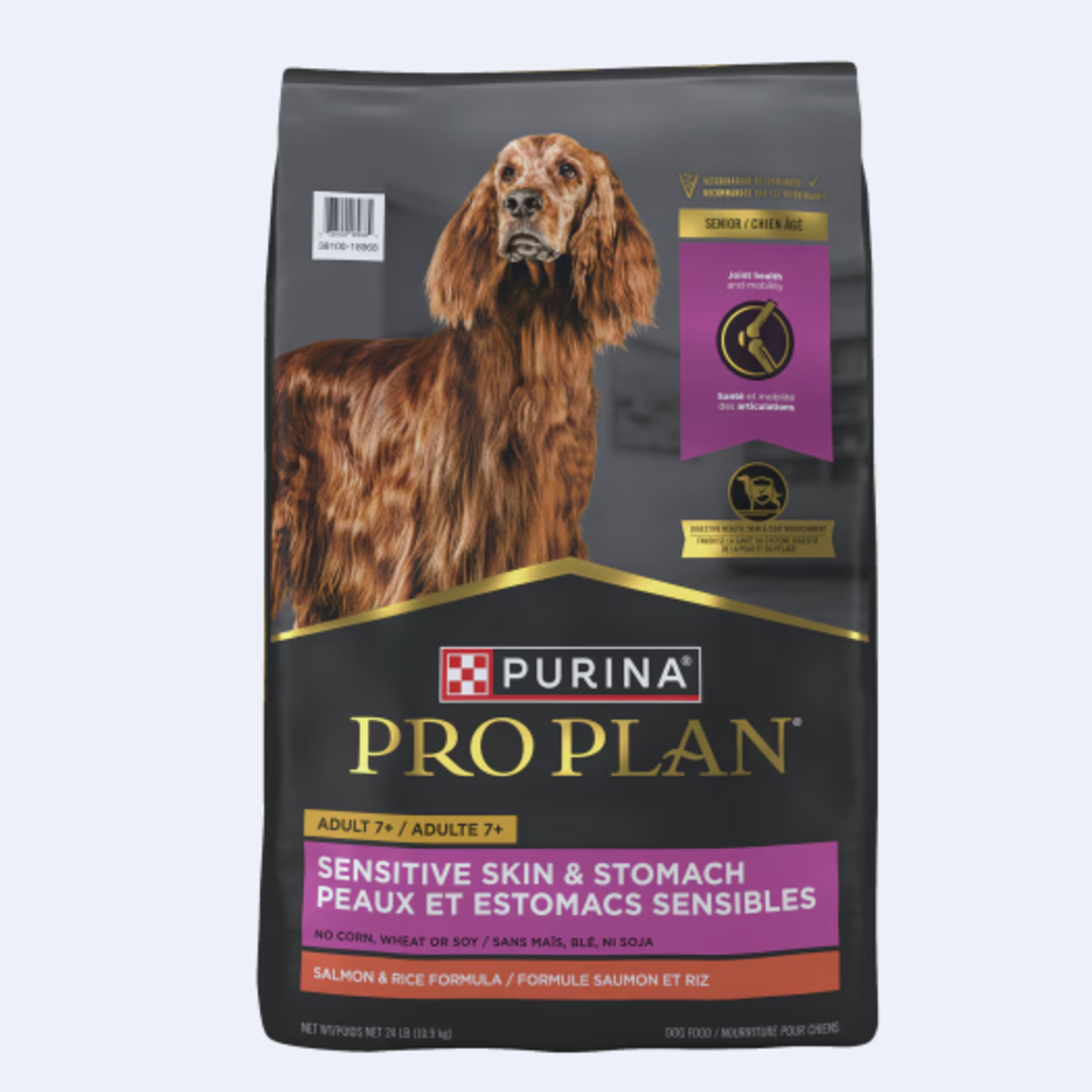 Purina Pro Plan -Peaux et Estomach sensibles - Saumon et riz - 7 ans et + - 24 lbs