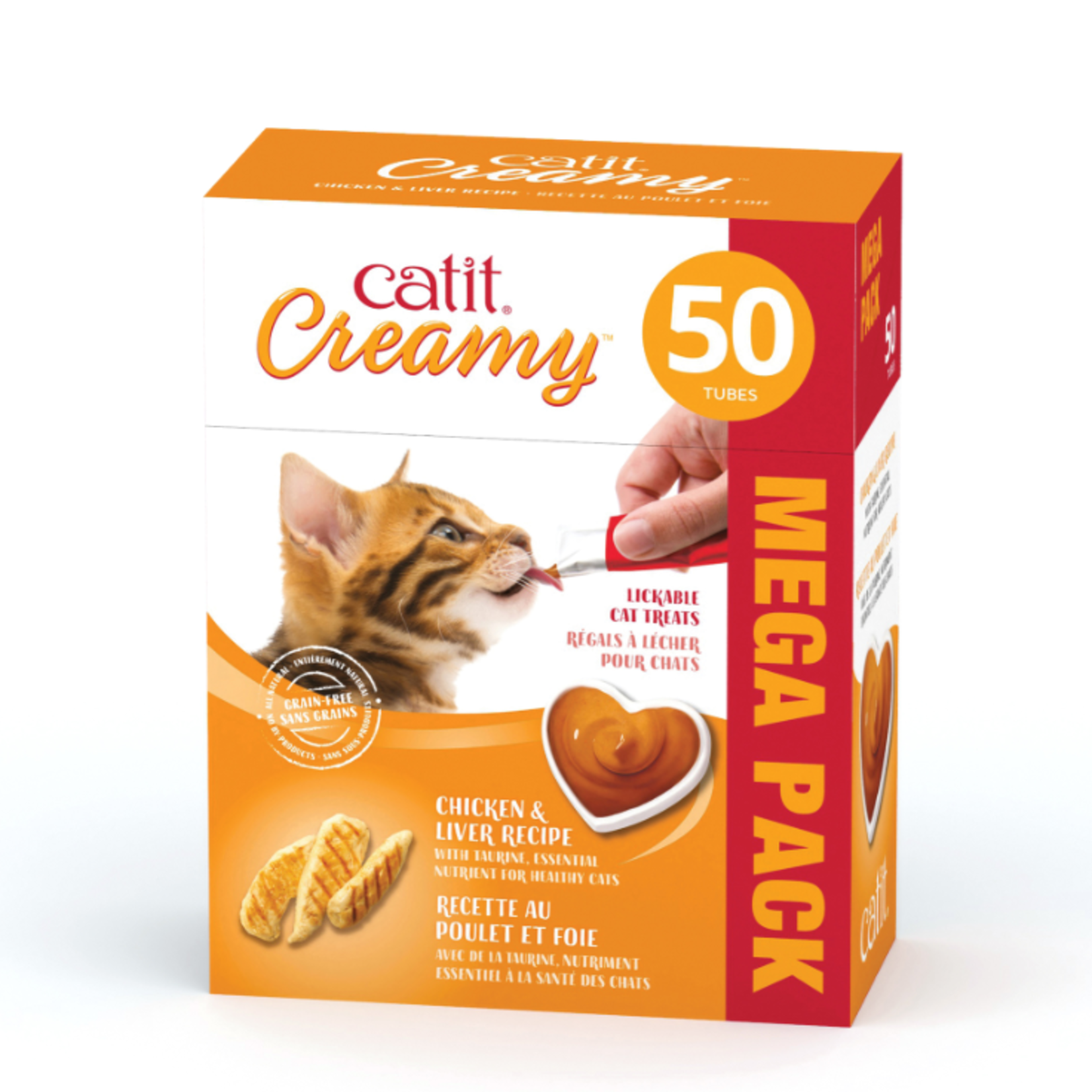 Catit Creamy - à lécher pour chat - Saveur poulet et foie - Paquet de 50