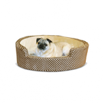 K&H Pet Products Round - Comfy Sleeper - Tan & Brown Squares - 30 in