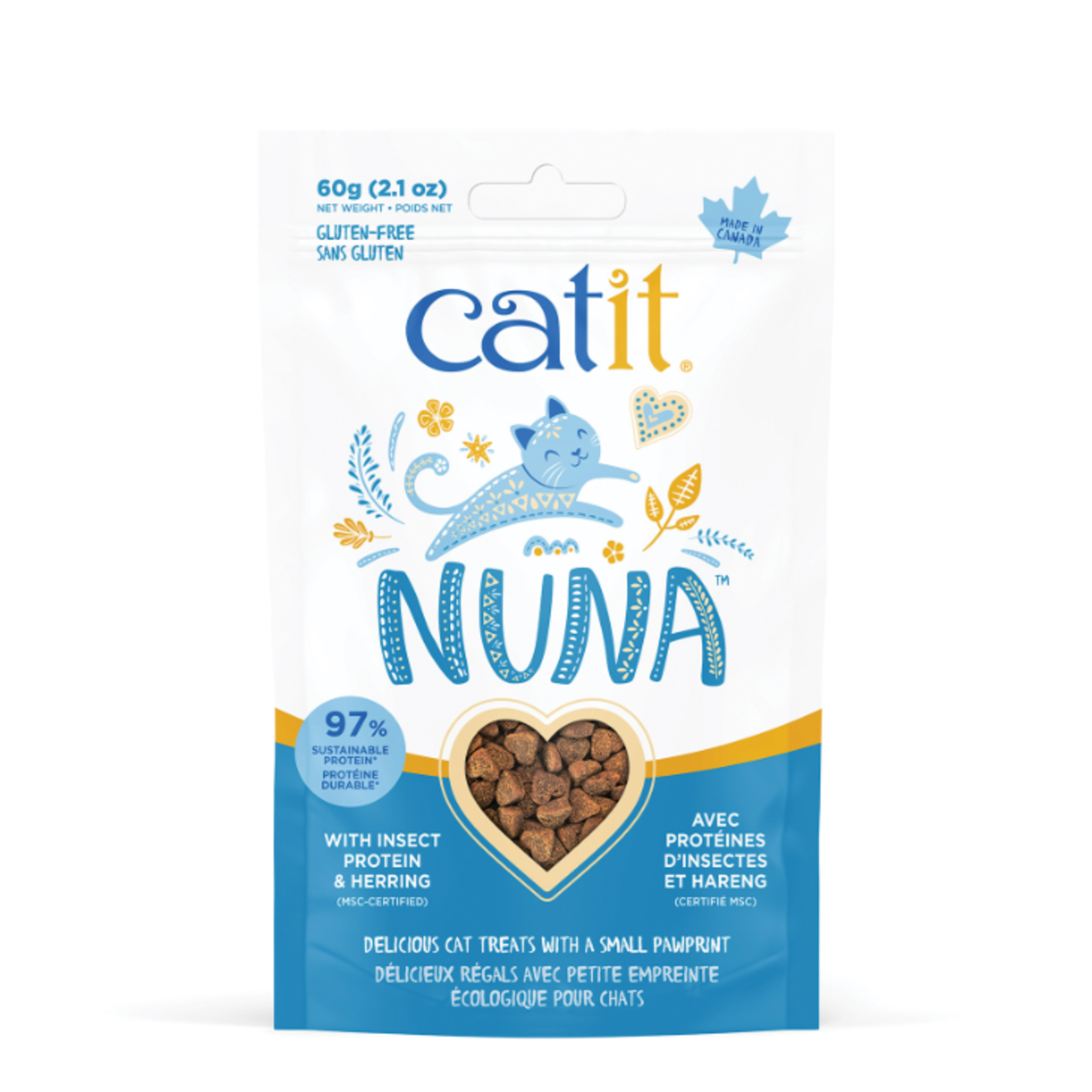 Catit Gâteries Nuna - Protéine d'insectes et hareng - 60 g