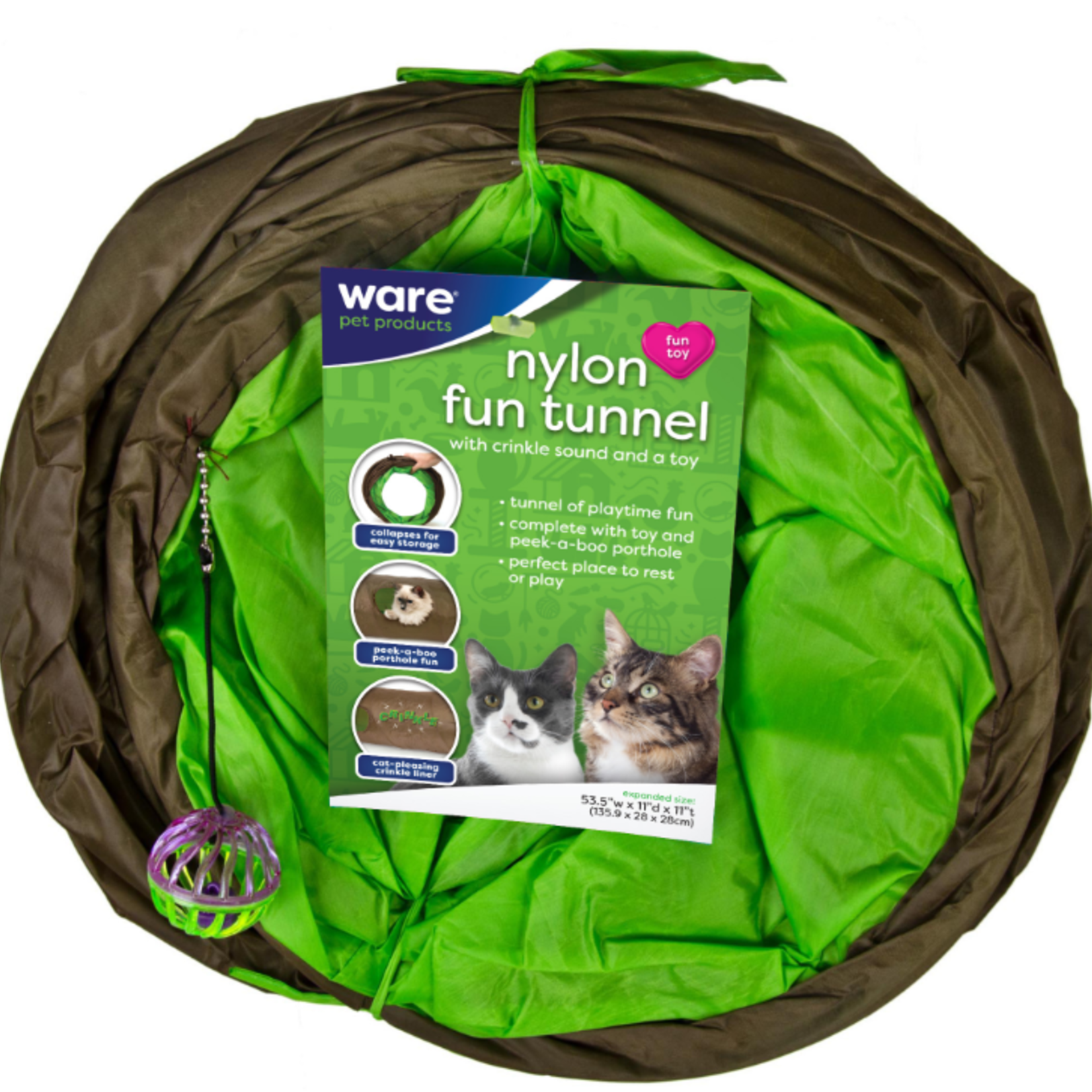 Ware Pet Nylon Fun Tunnel  - Width: 53.50 in Depth: 11.00 in Height: 11.00 in