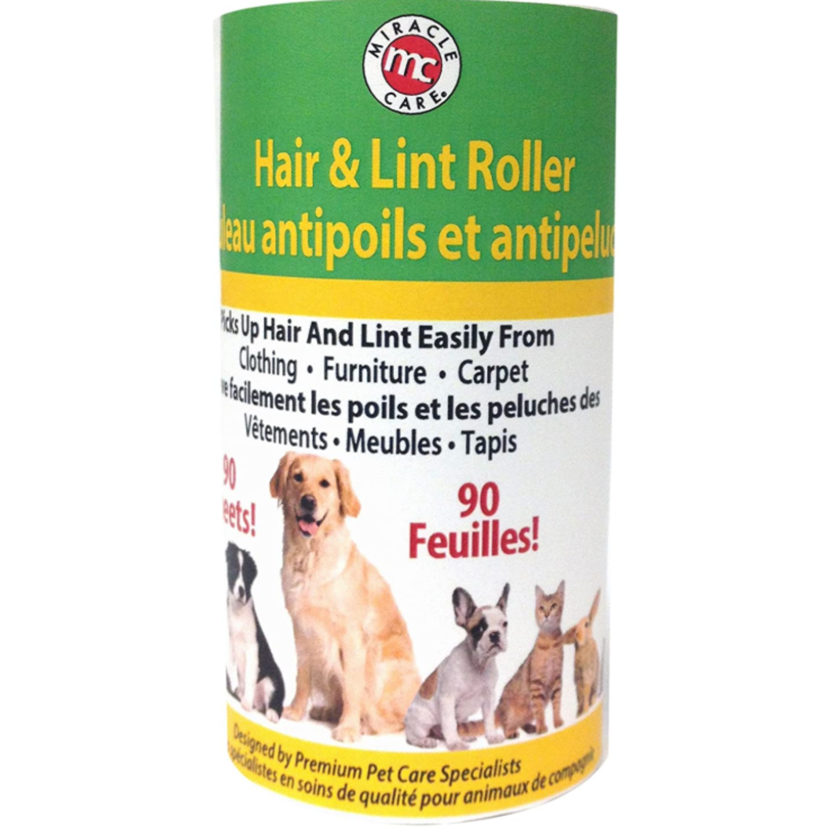 Miracle Care Rouleau de remplacement antipoils et antipeluches - 90 feuilles