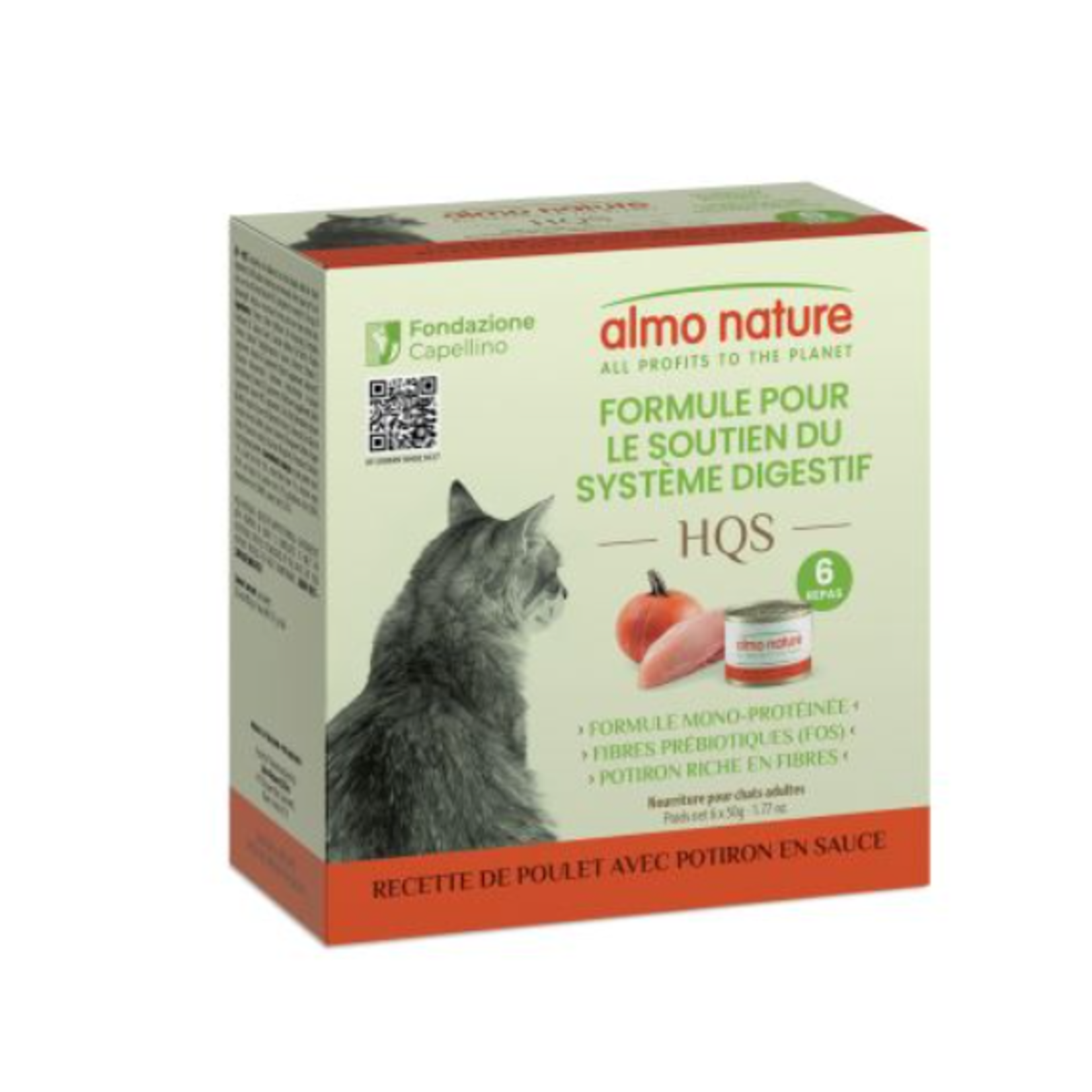 Almo HQS - Soutien Digestif - Poulet & Potiron en Sauce - 6 conserves de 50 g