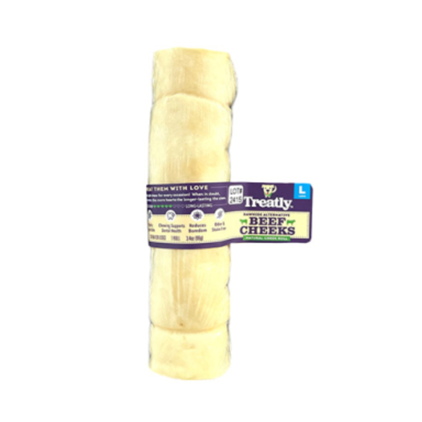 Treatly Beef Cheeks Natural Rolls - Small dog treat - 6 in