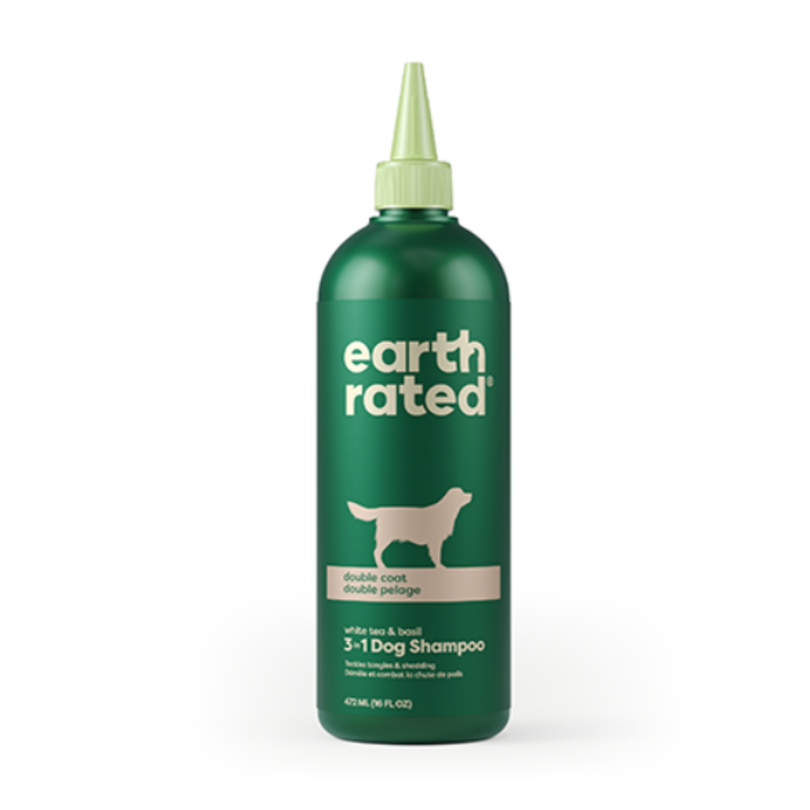 Earth Rated Shampoo - Double Coat White - Tea & Basil - 3 in 1 - 16oz - For dog