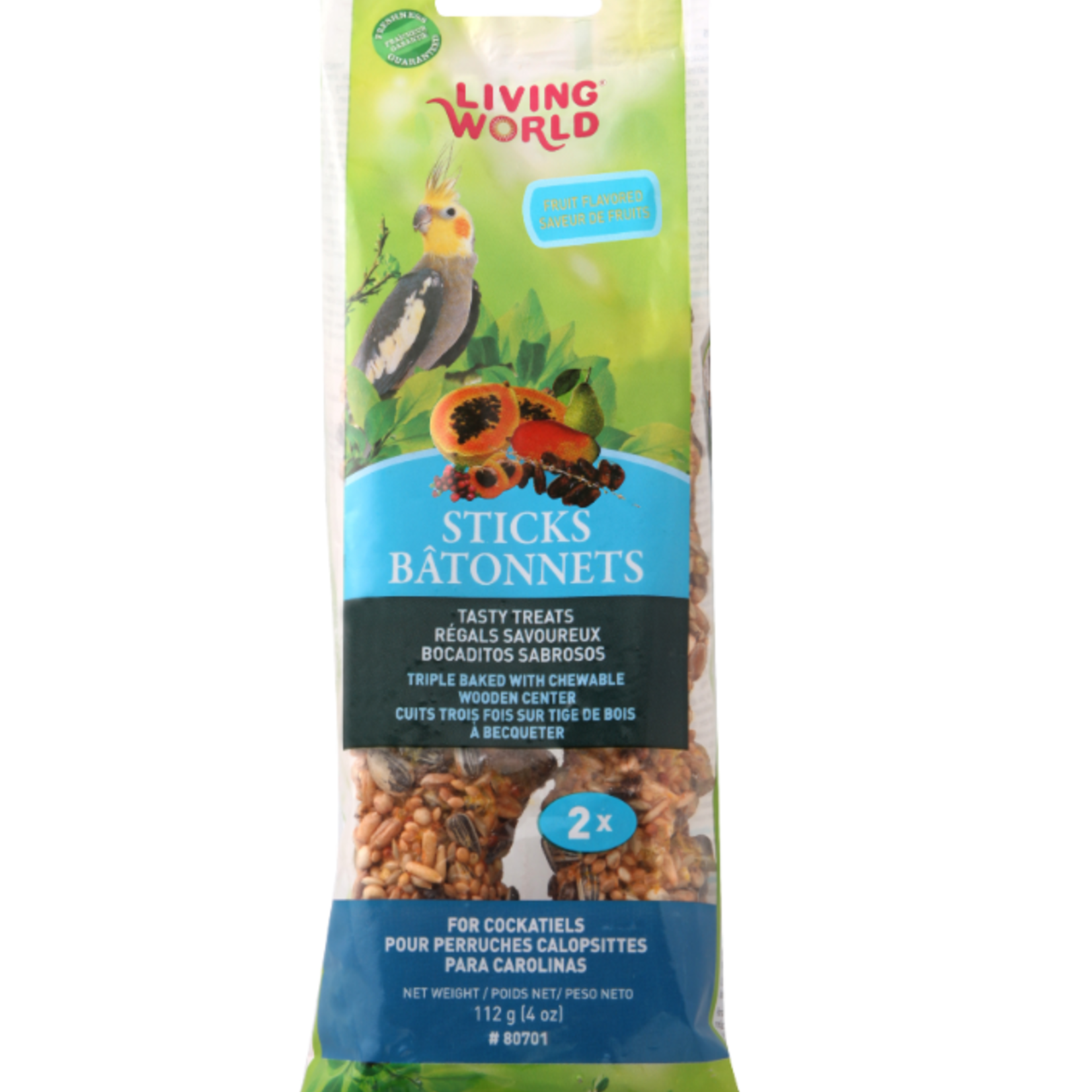 Living World Cockatiel - Bâtonnets - Saveur fruitée - 4 oz - Paquet de 2
