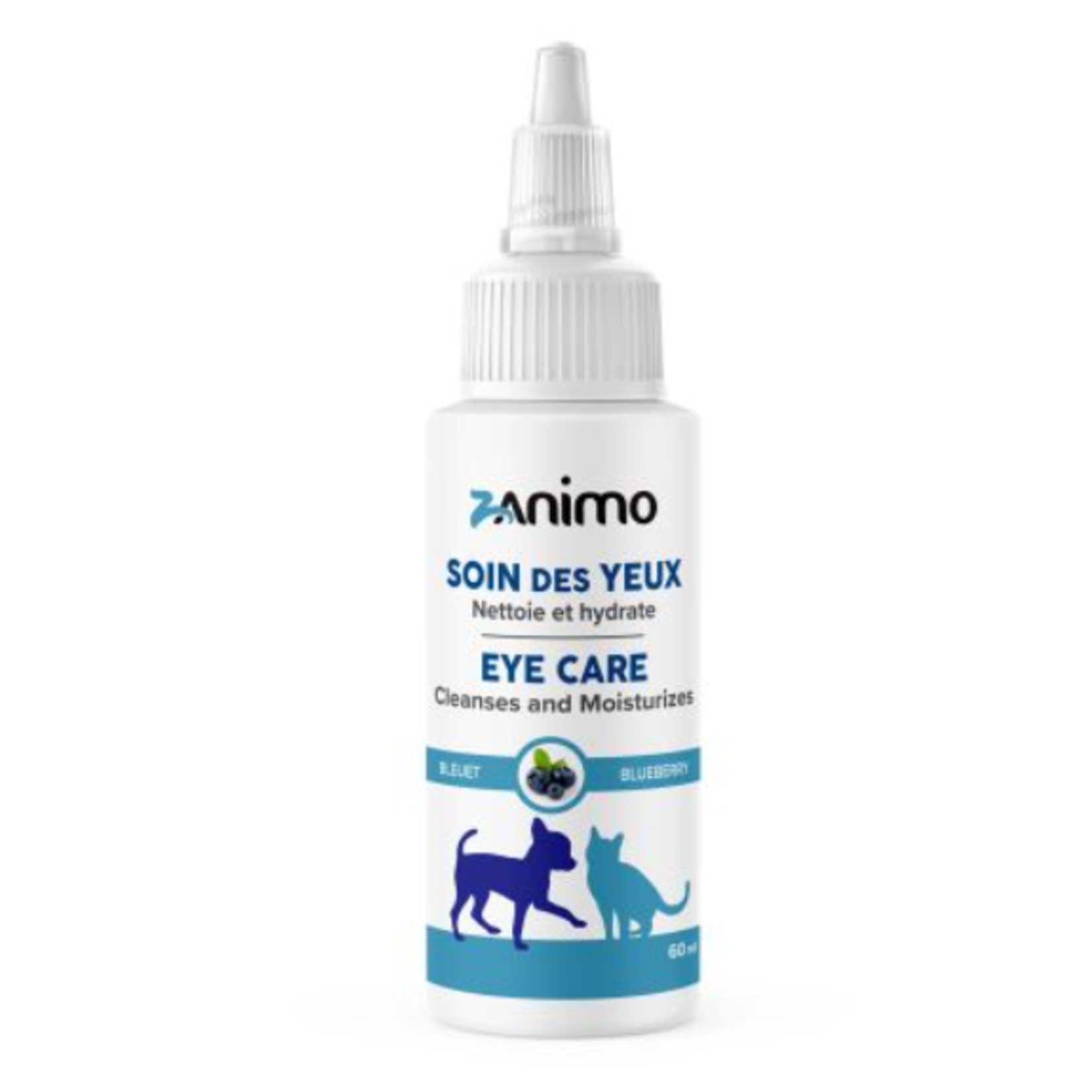 Zanimo Soin des Yeux pour chien et chat - Nettoie et Hydrate - Bleuet 60 ml