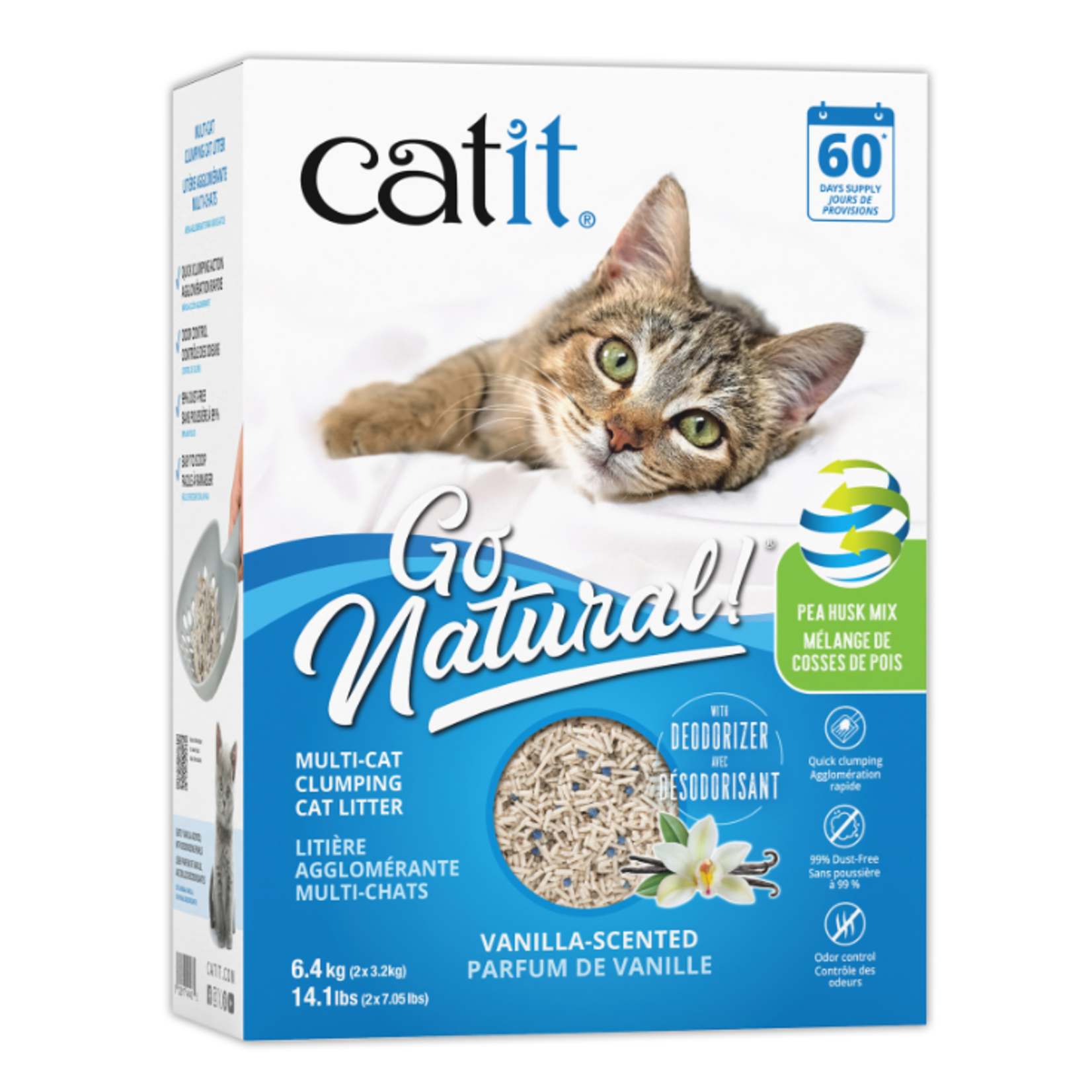 Catit Go Natural! - Pea Husk Mix - Multi-Cat Clumping Cat Litter - Vanilla - 14.1 lbs