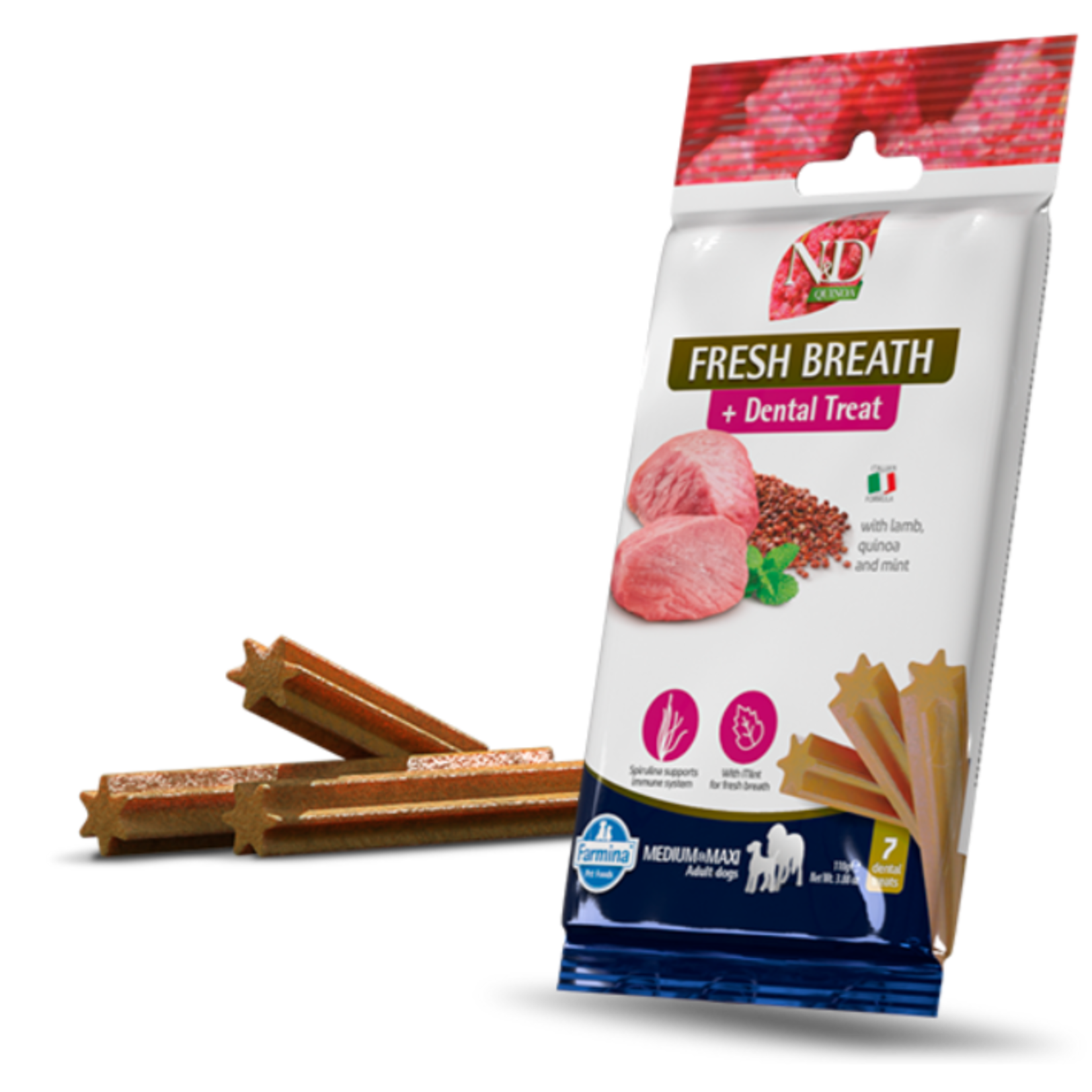 Farmina N&D Quinoa - Fresh Breath - Dental Dog Treats - Medium/Large - 100g