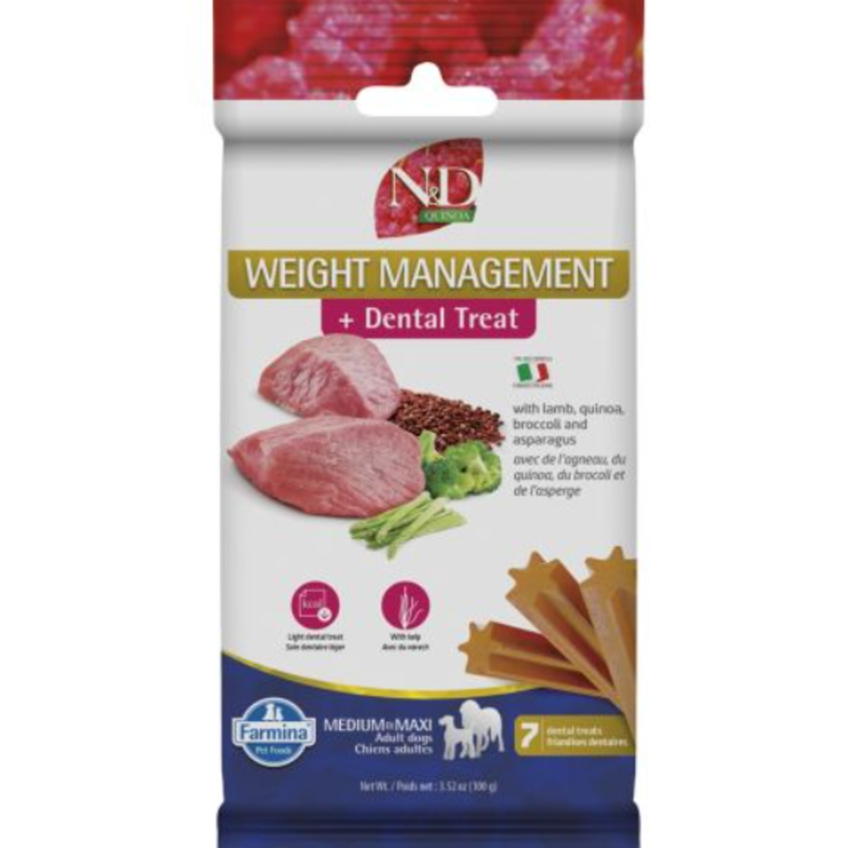 Farmina N&D Quinoa - Contrôle du poids - Gâteries dentaires pour chiens - Moyen/Grand - 100 g