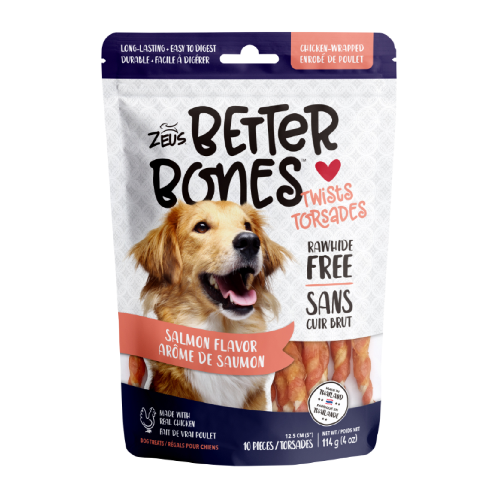 Zeus Better Bones - Salmon Flavor - Chicken-Wrapped Twists - 10 pack