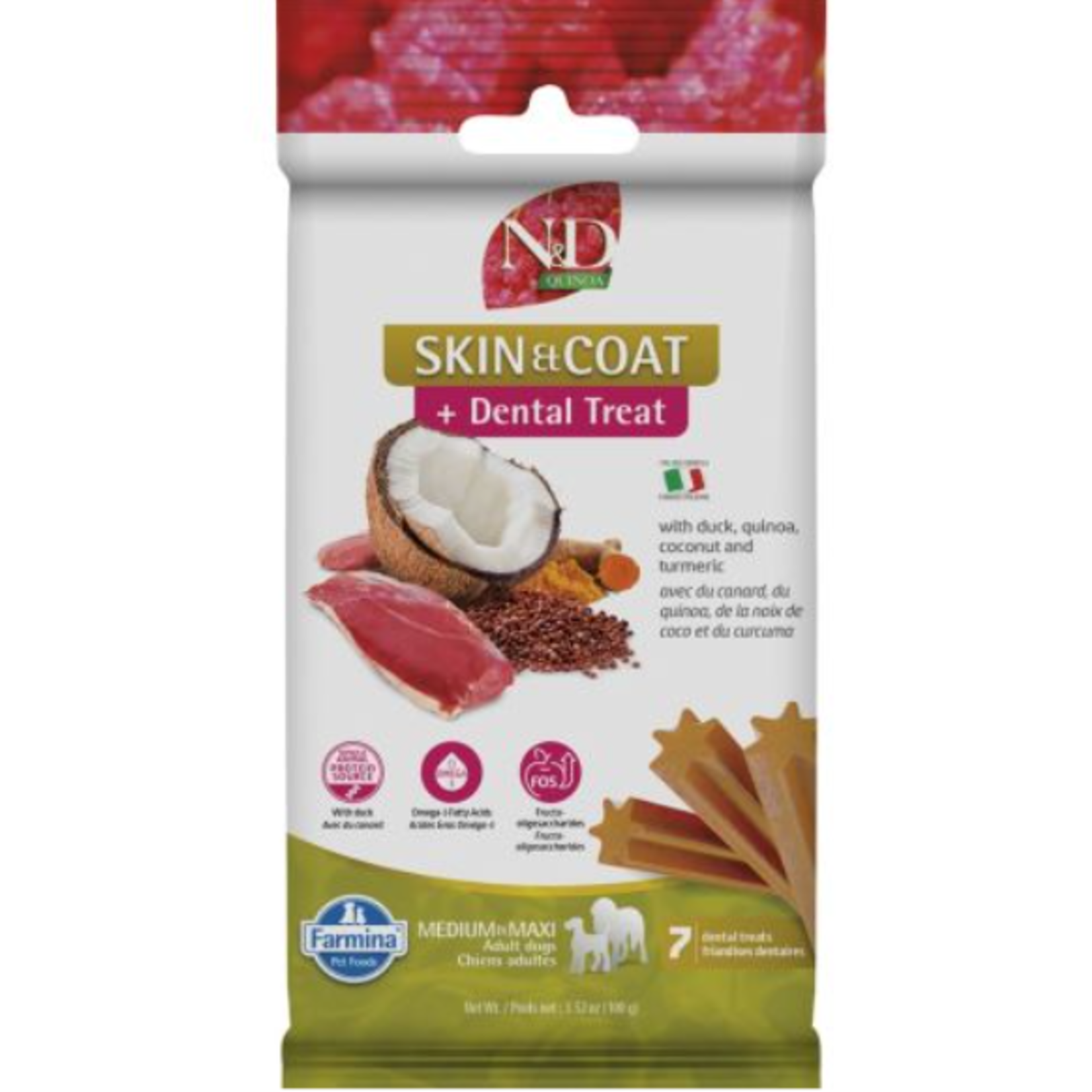 Farmina N&D Quinoa - Skin and Fur - Duck - Dental Treats - Medium/Large - 100 g