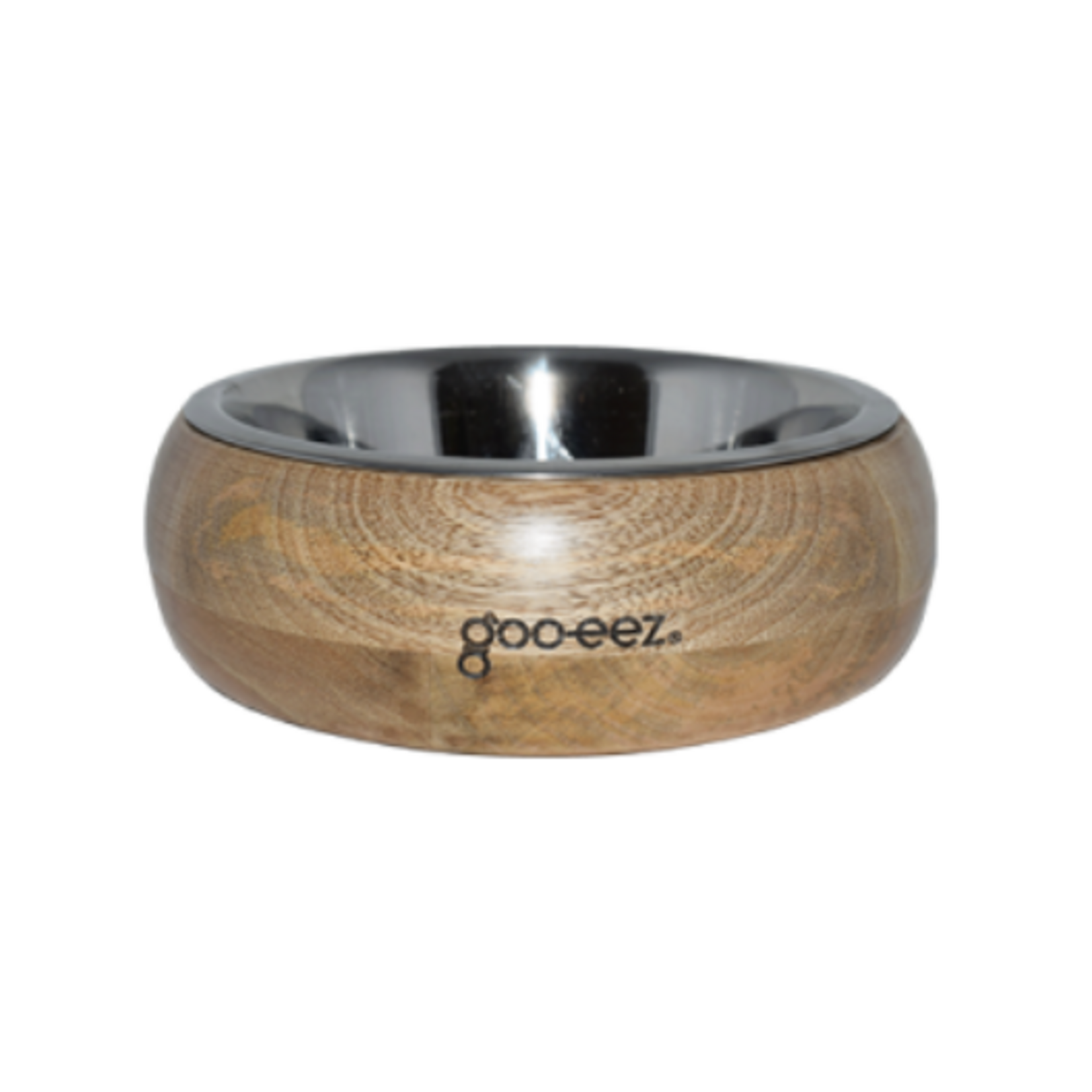 GOO-EEZ Rounded Mango Wood with Stainless Steel Bowl - Large