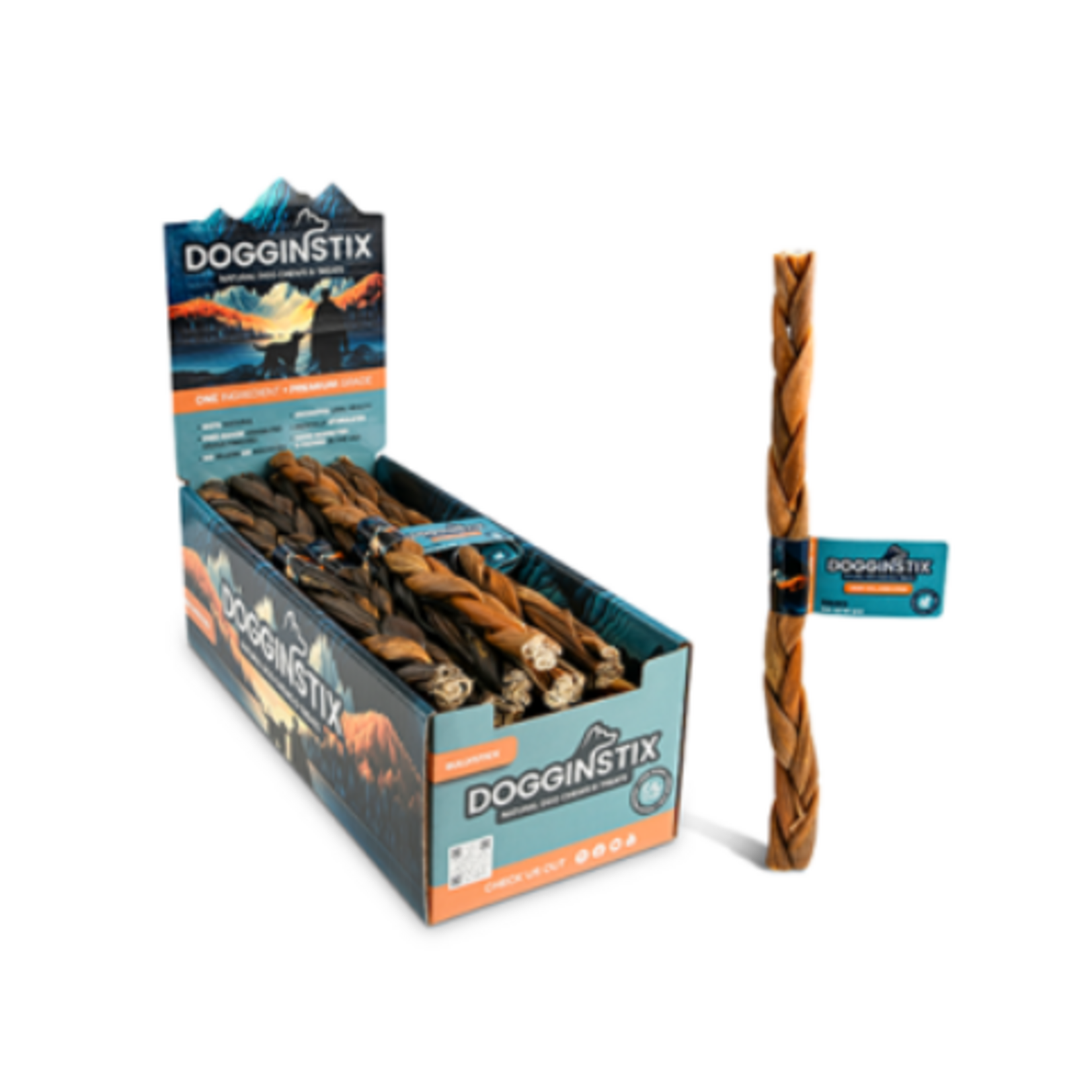 Dogginstix Collagène d'agneau tressé - 12 in - Vendu à l'unité