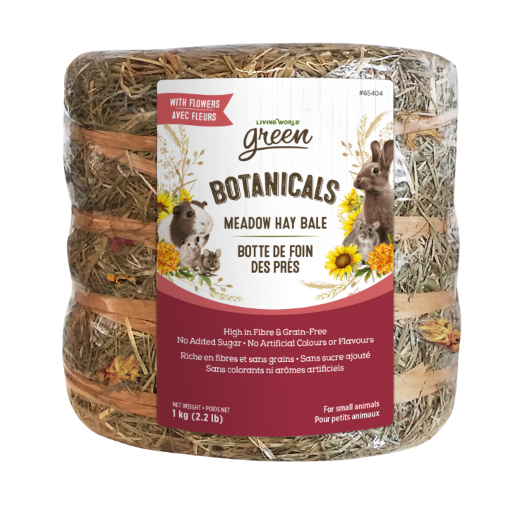 Living World Green Botanicals - Balle de foin - Avec fleurs - 2.2 lbs