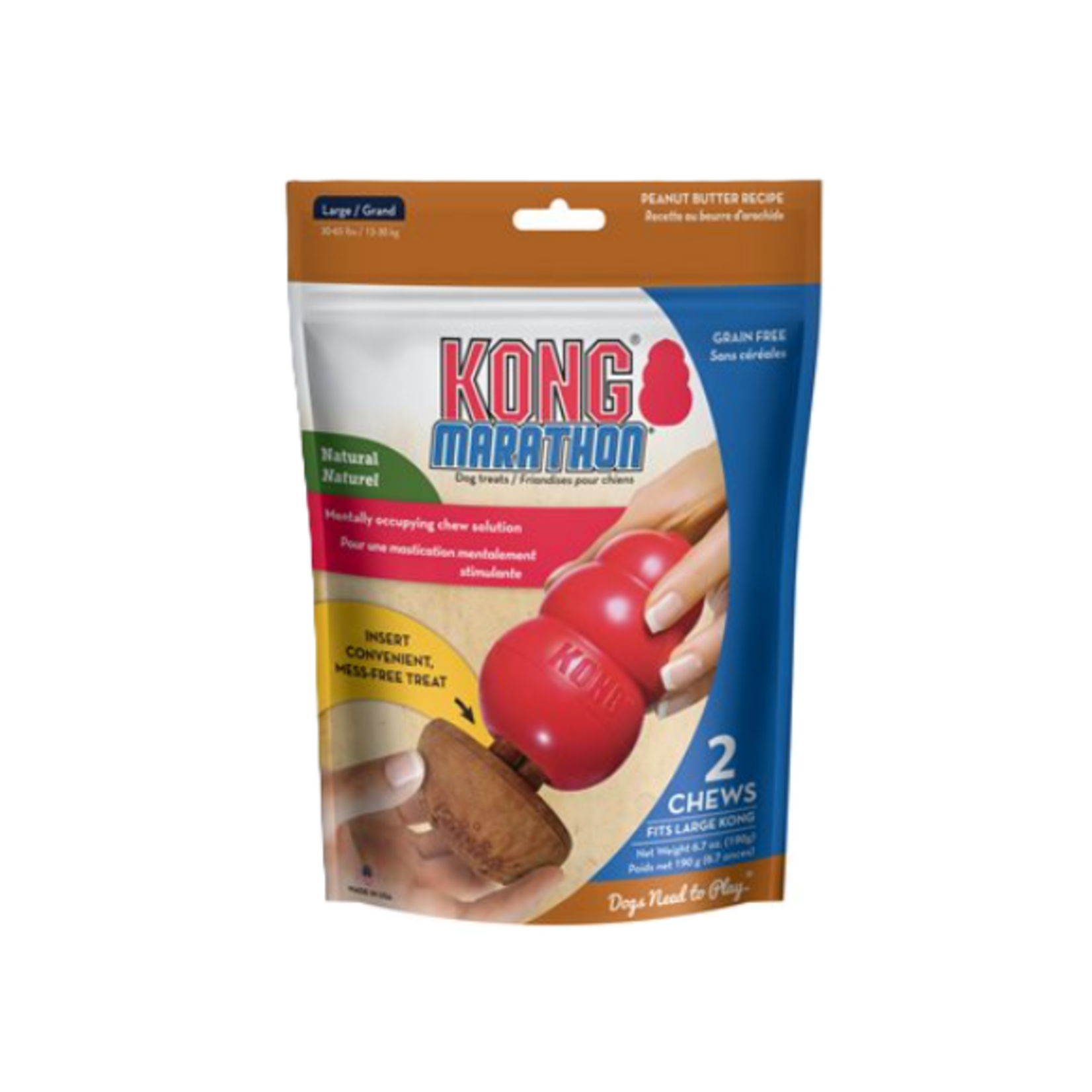 Kong Marathon Dog Treat - Peanut Butter - Large - Pack of 2