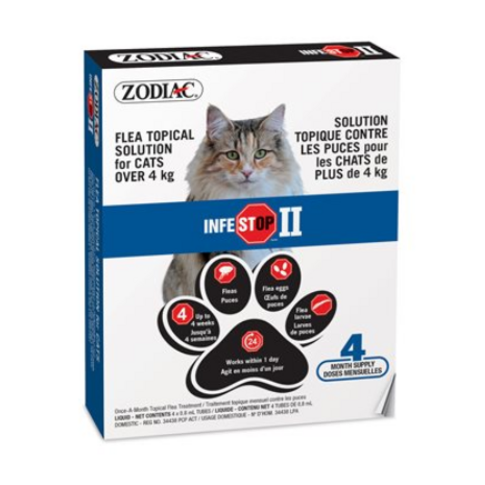 Zodiac Infestop II - Pour chats de plus de 4 kg - 4 tubes